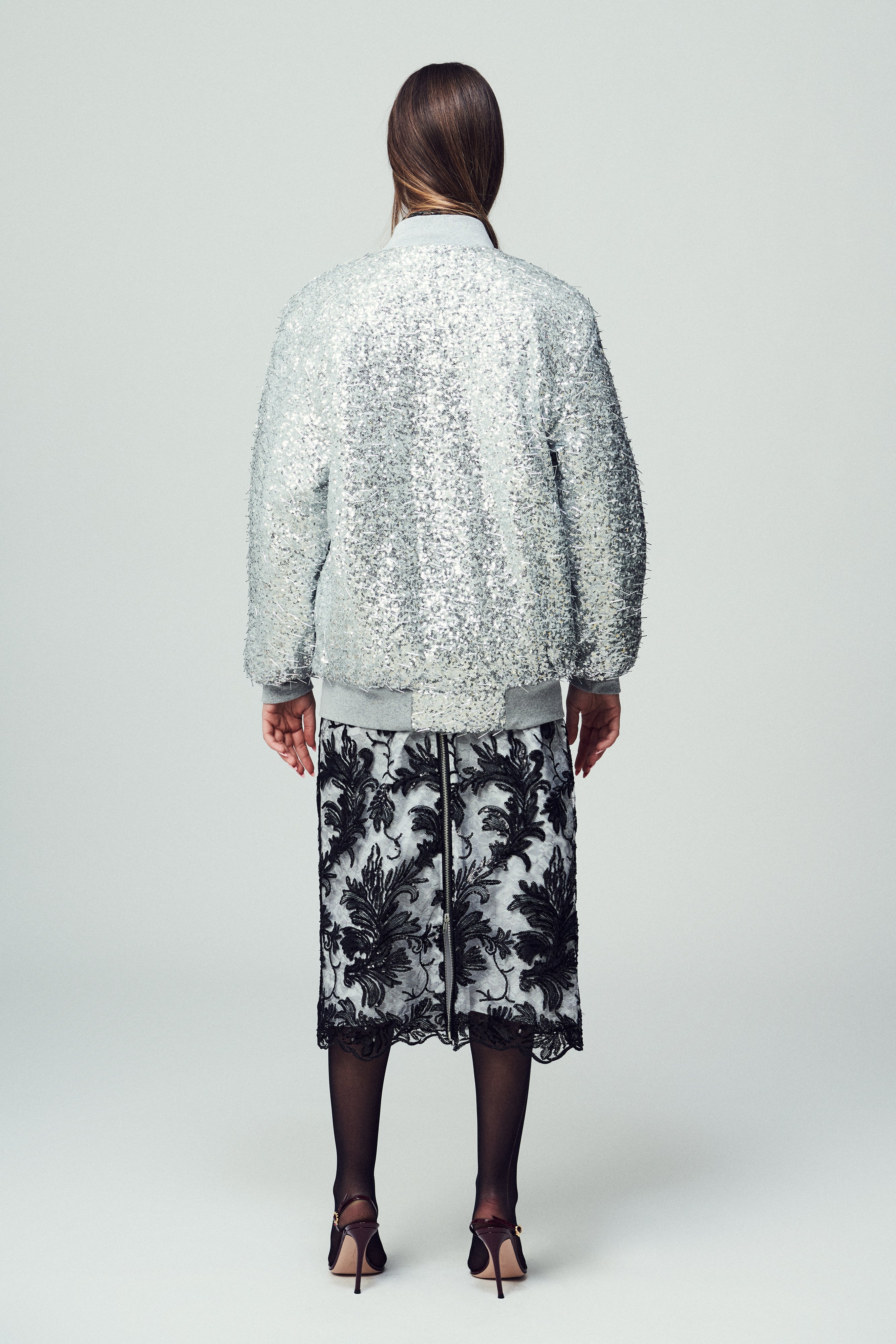 Bomber Belluno in paillettes argento