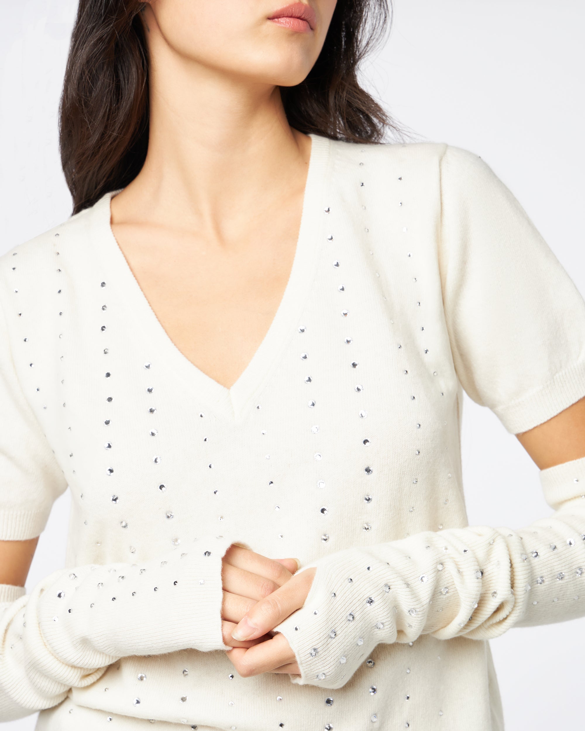 Allegra maglia bianca scollo a V