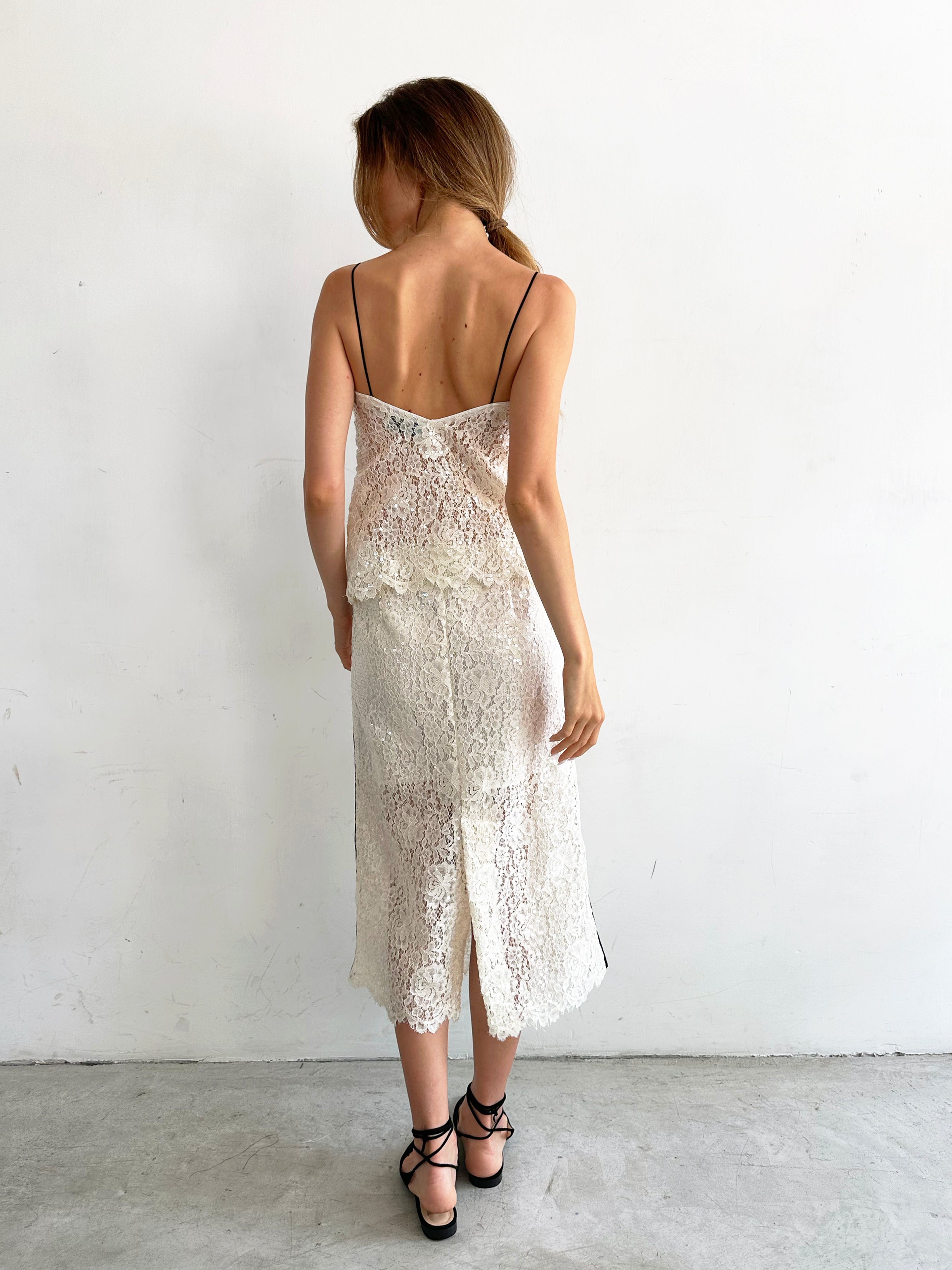 Brivido Gonna Bianca In Pizzo E Paillettes