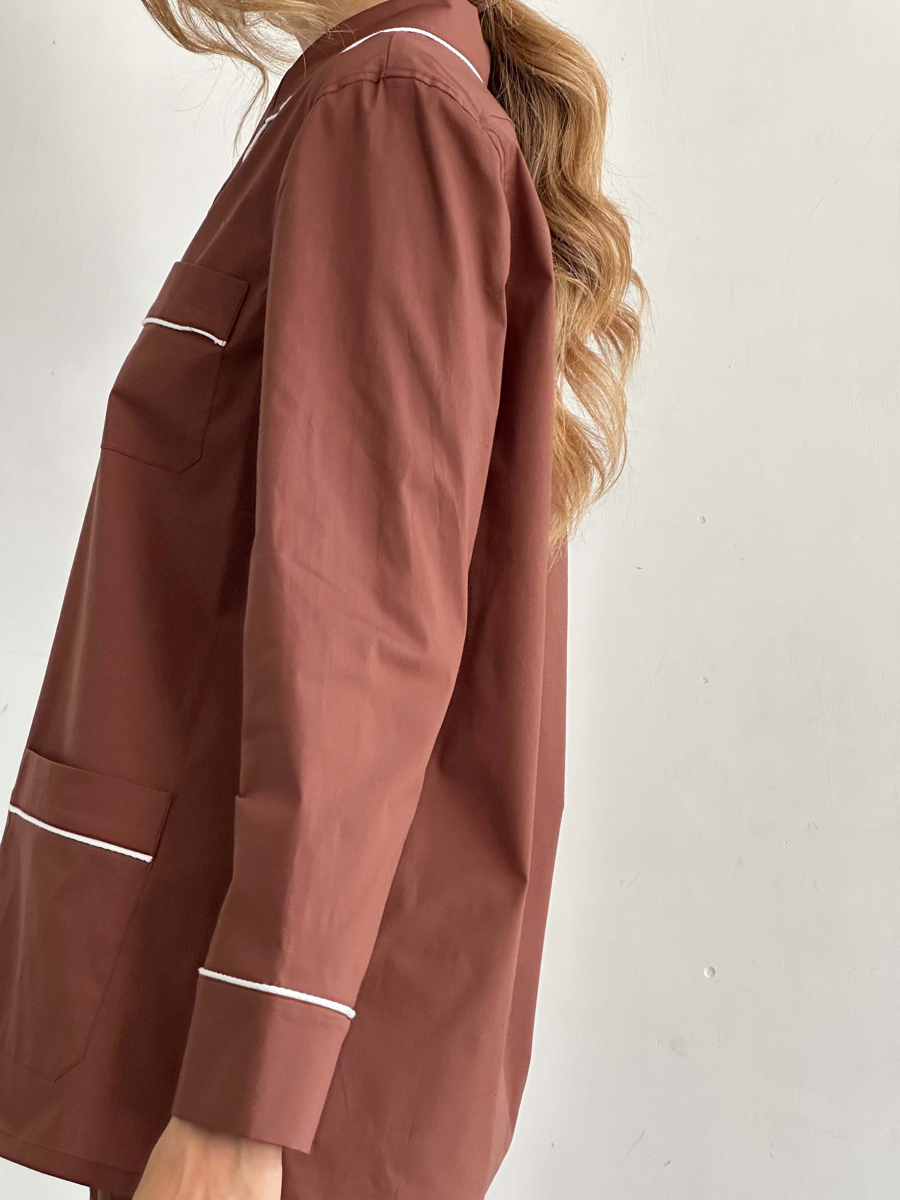 Giorno Pantaloni Pigiama Marrone In Cotone