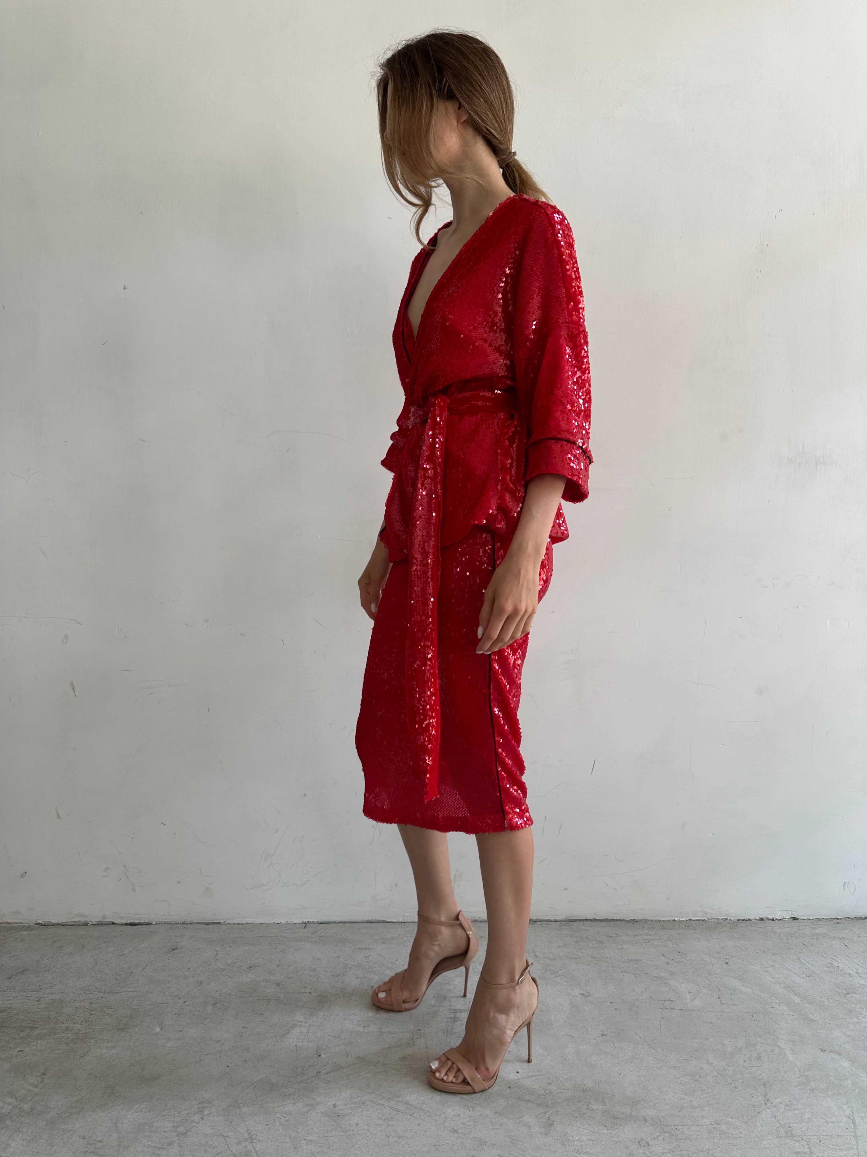 Onda Giacca Rossa In Paillettes