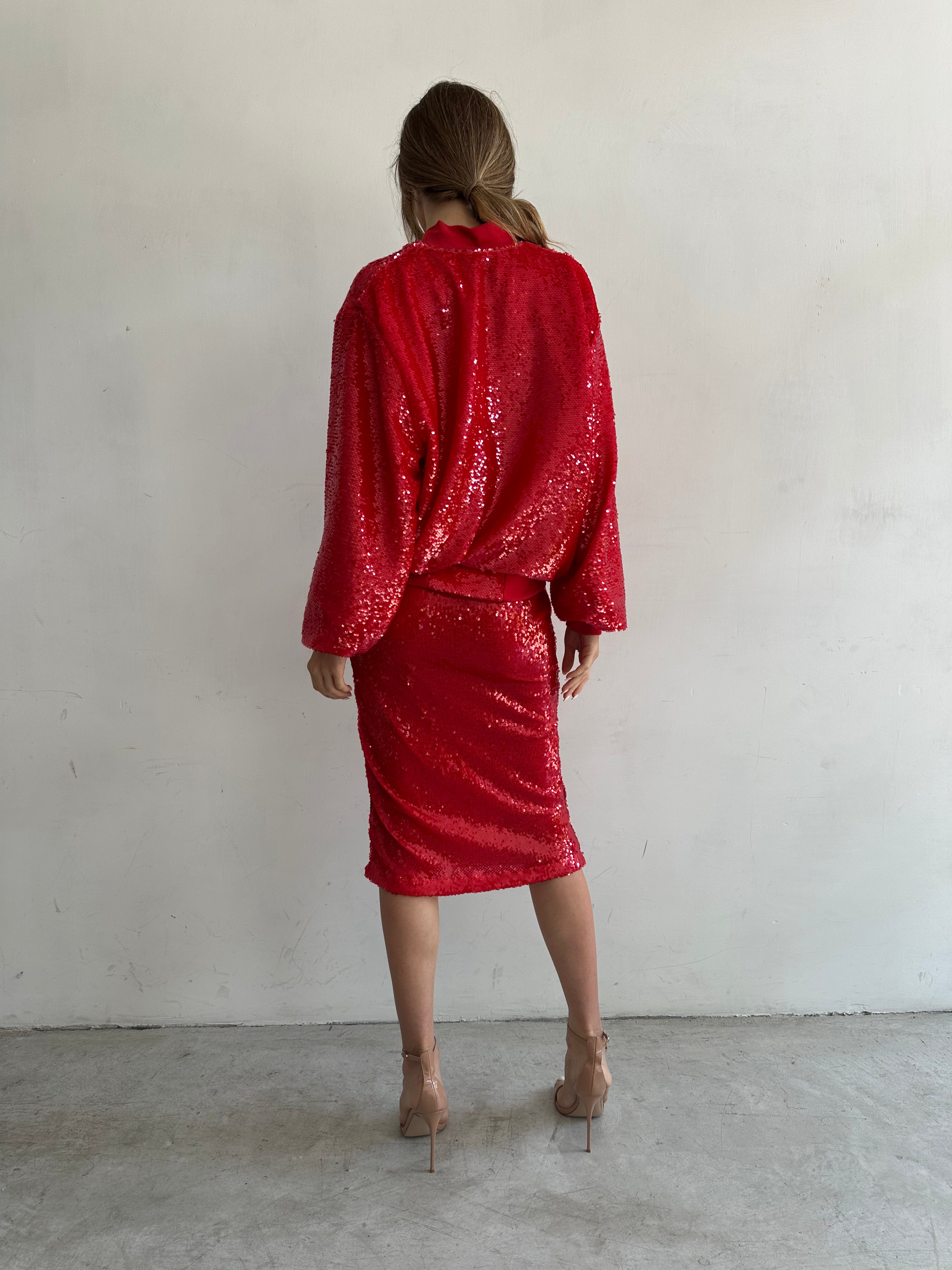 Bacio Bomber Rosso In Paillettes
