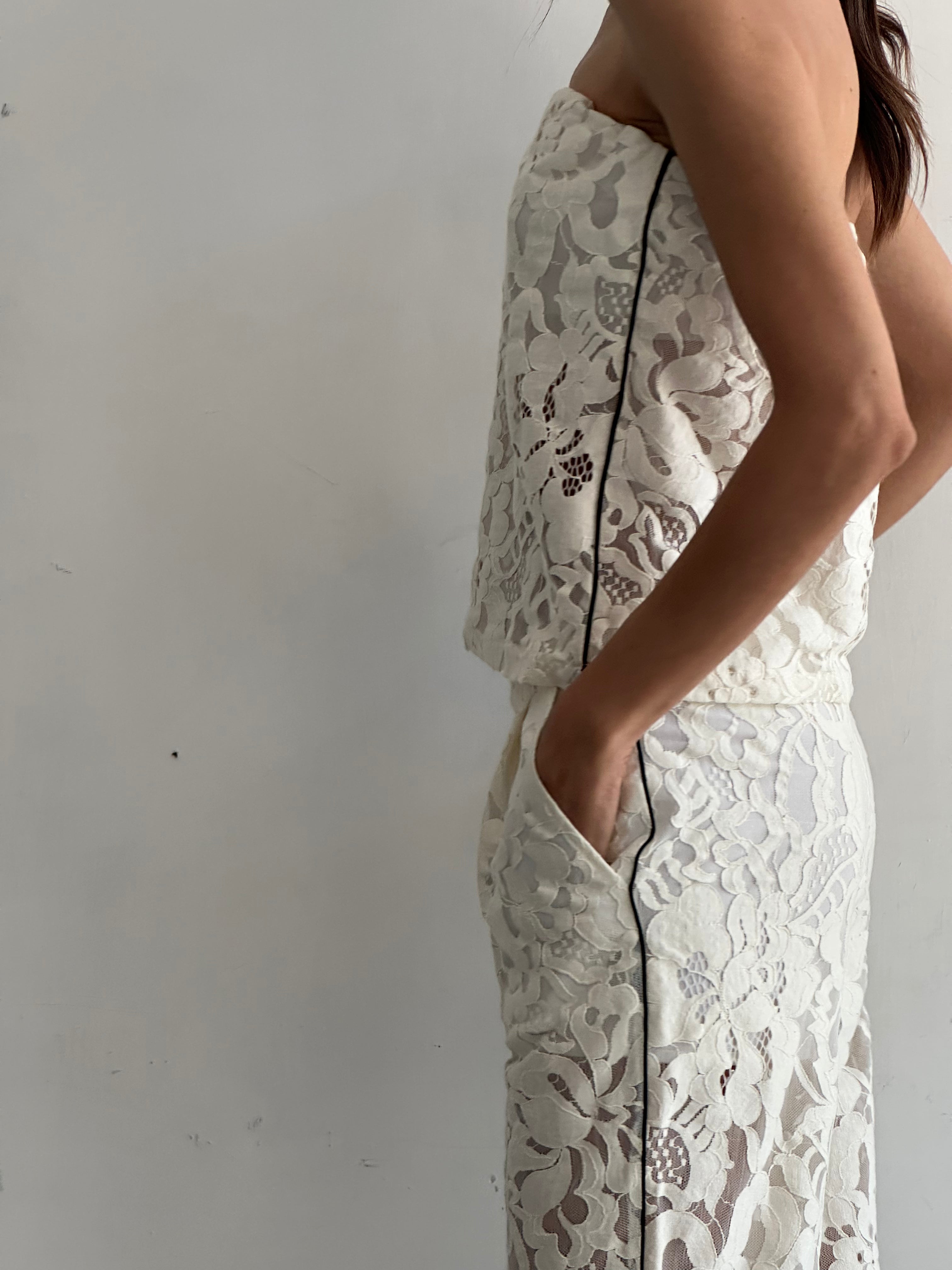 Aura Top Bianco In Pizzo