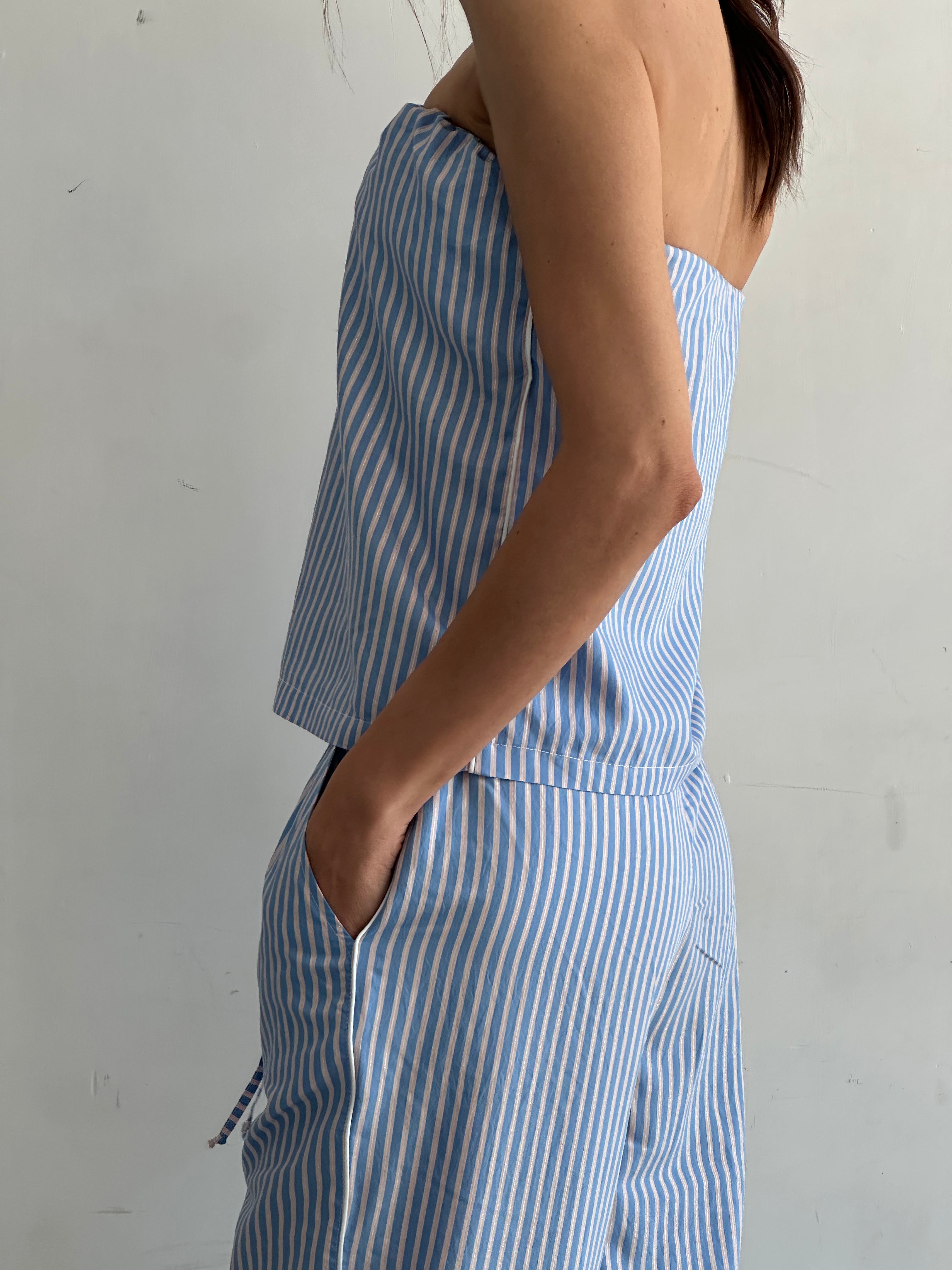 Aura Top Azzurro Cielo A Righe
