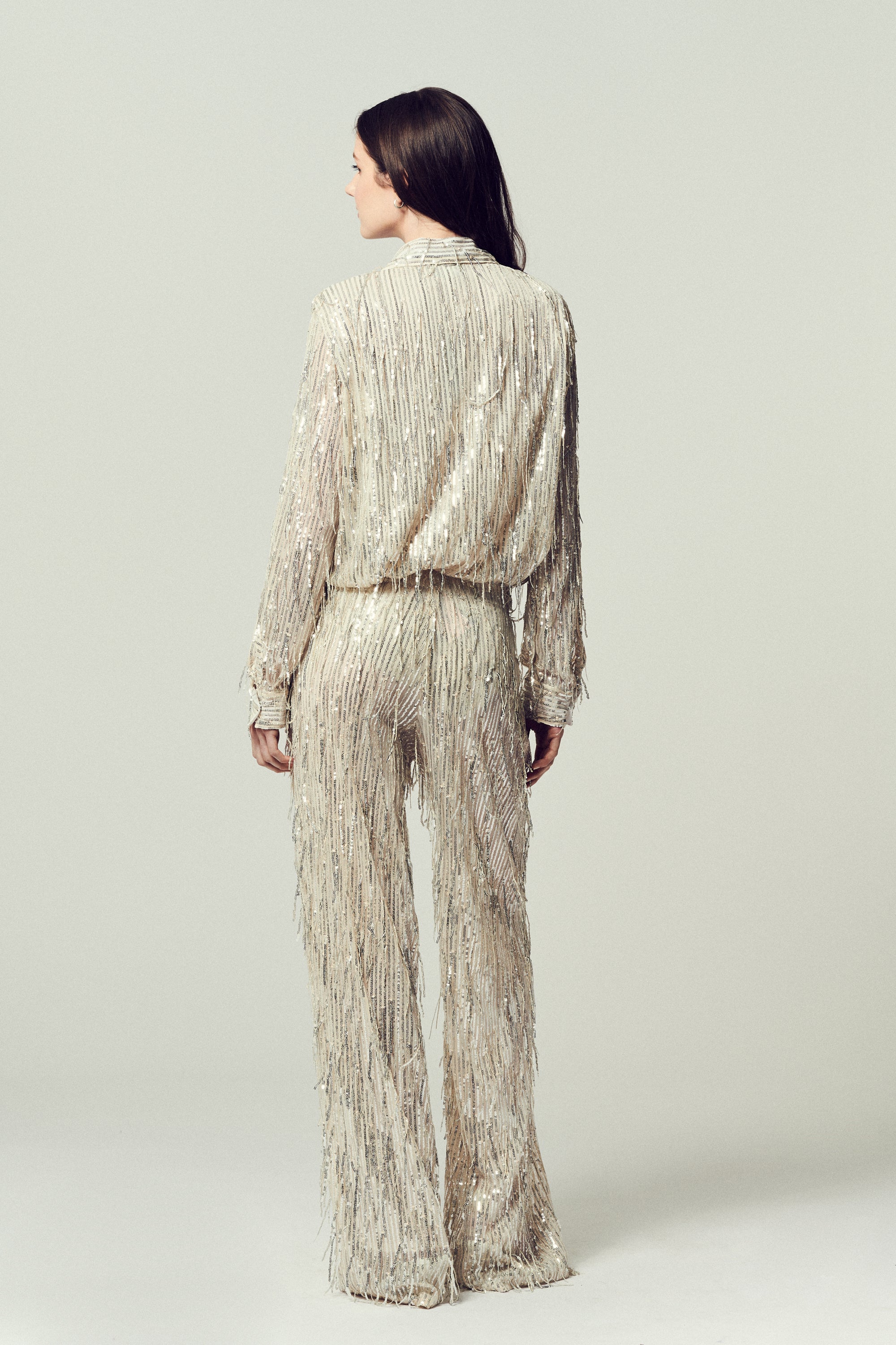 Francesca Pantalone con Frange Paillettes Argento