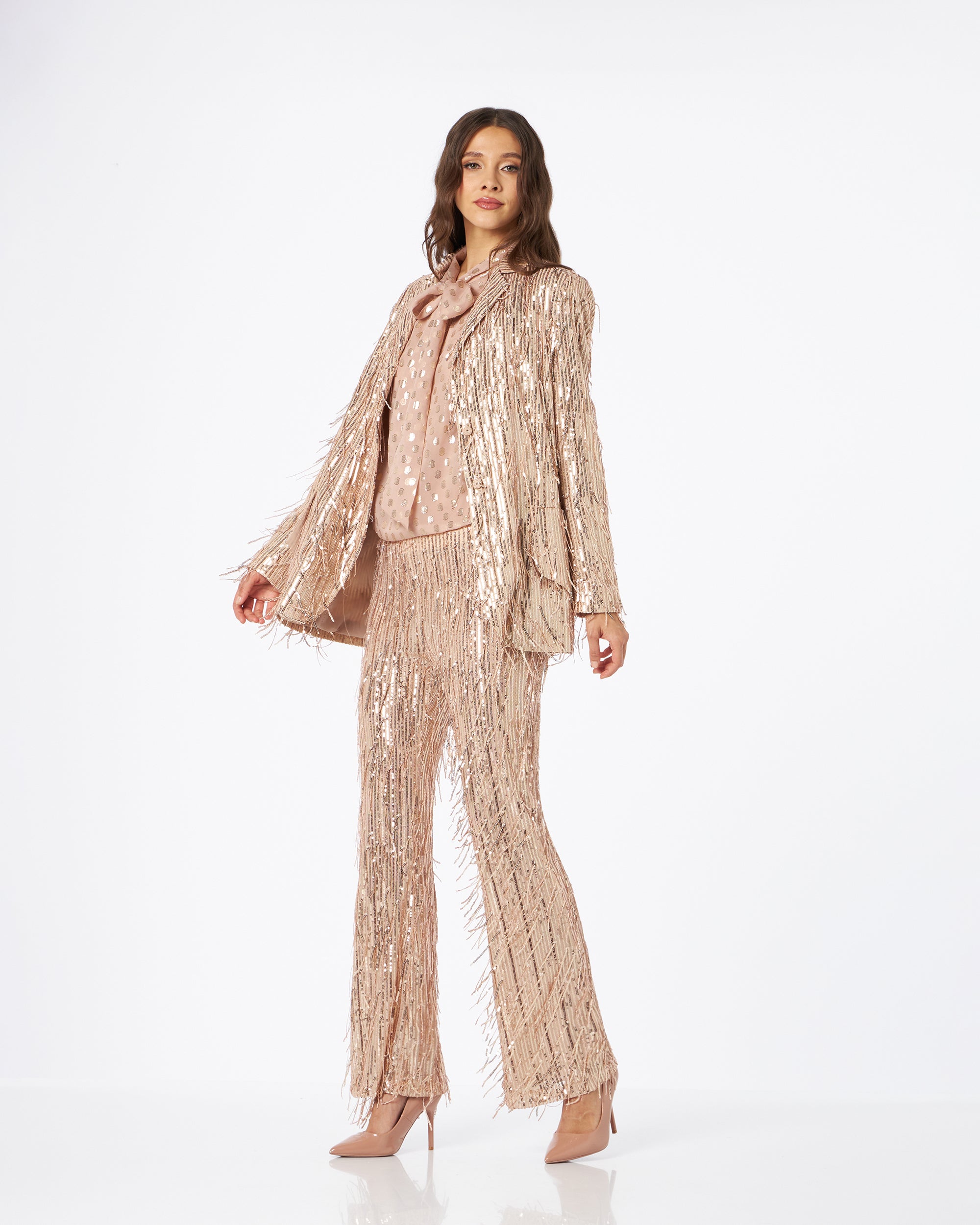 Lucilla giacca con frange paillettes oro