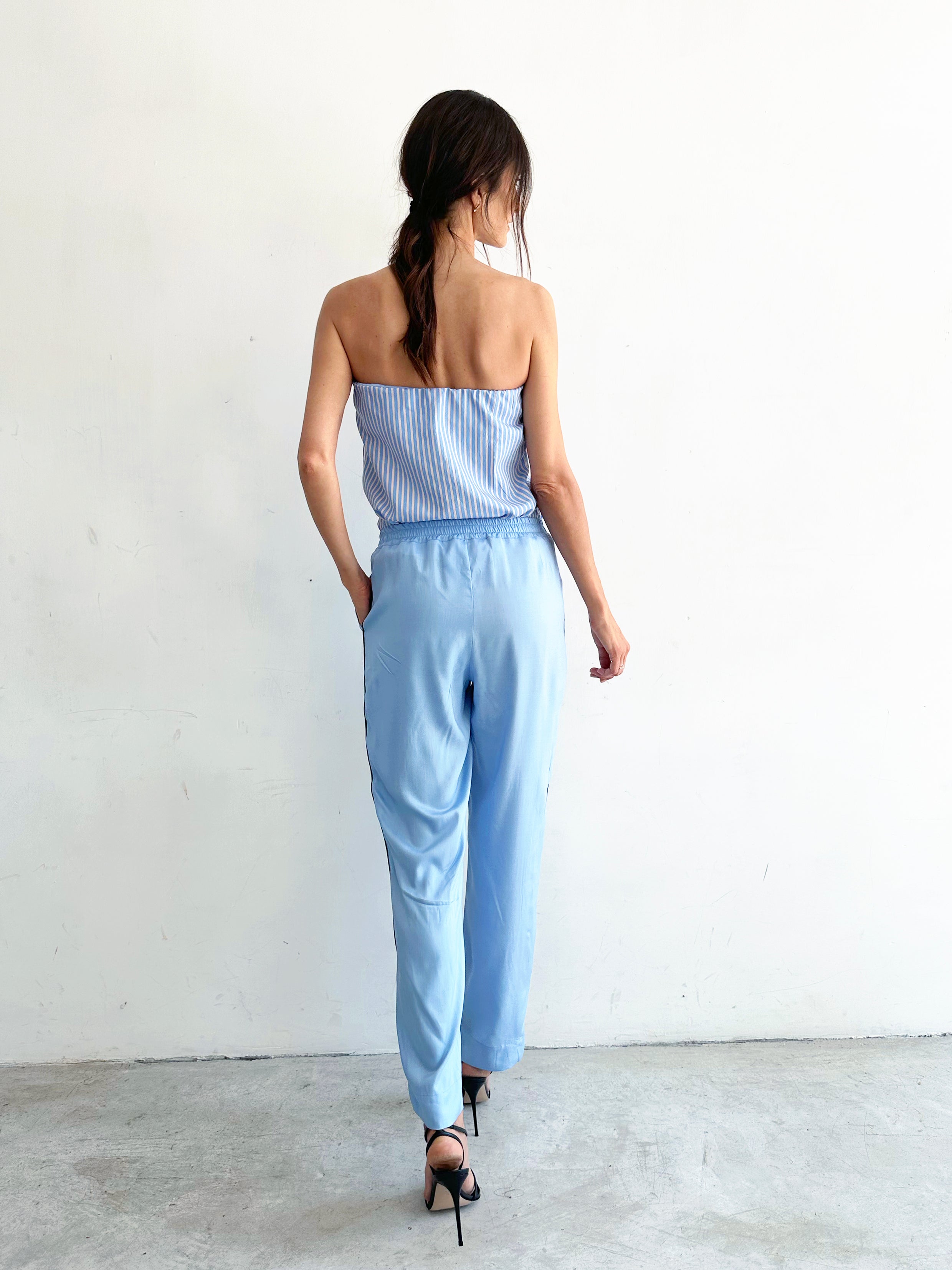Sera Pantaloni Pigiama Azzurro In Viscosa