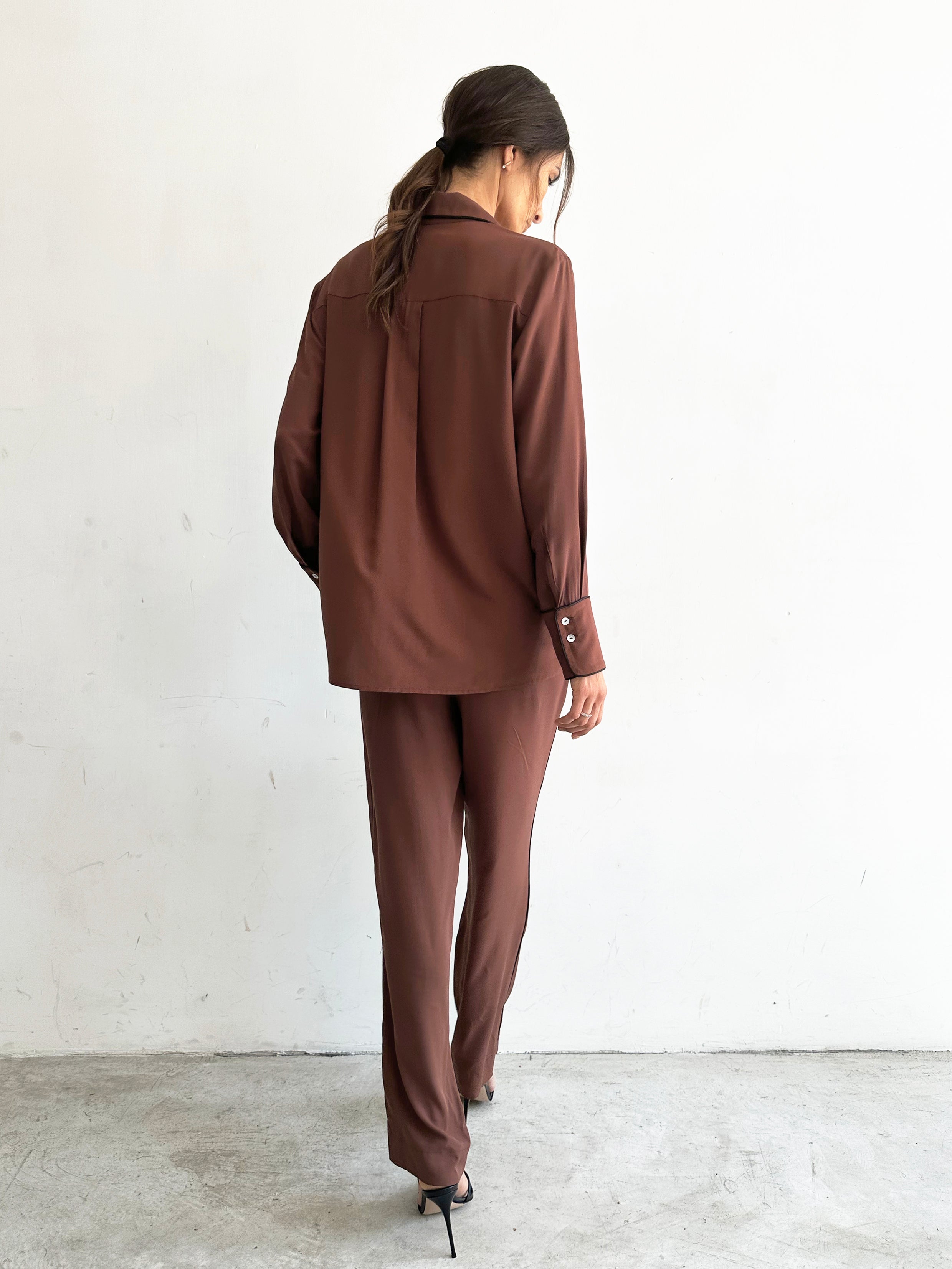 Sera Pantaloni Pigiama Marrone In Viscosa