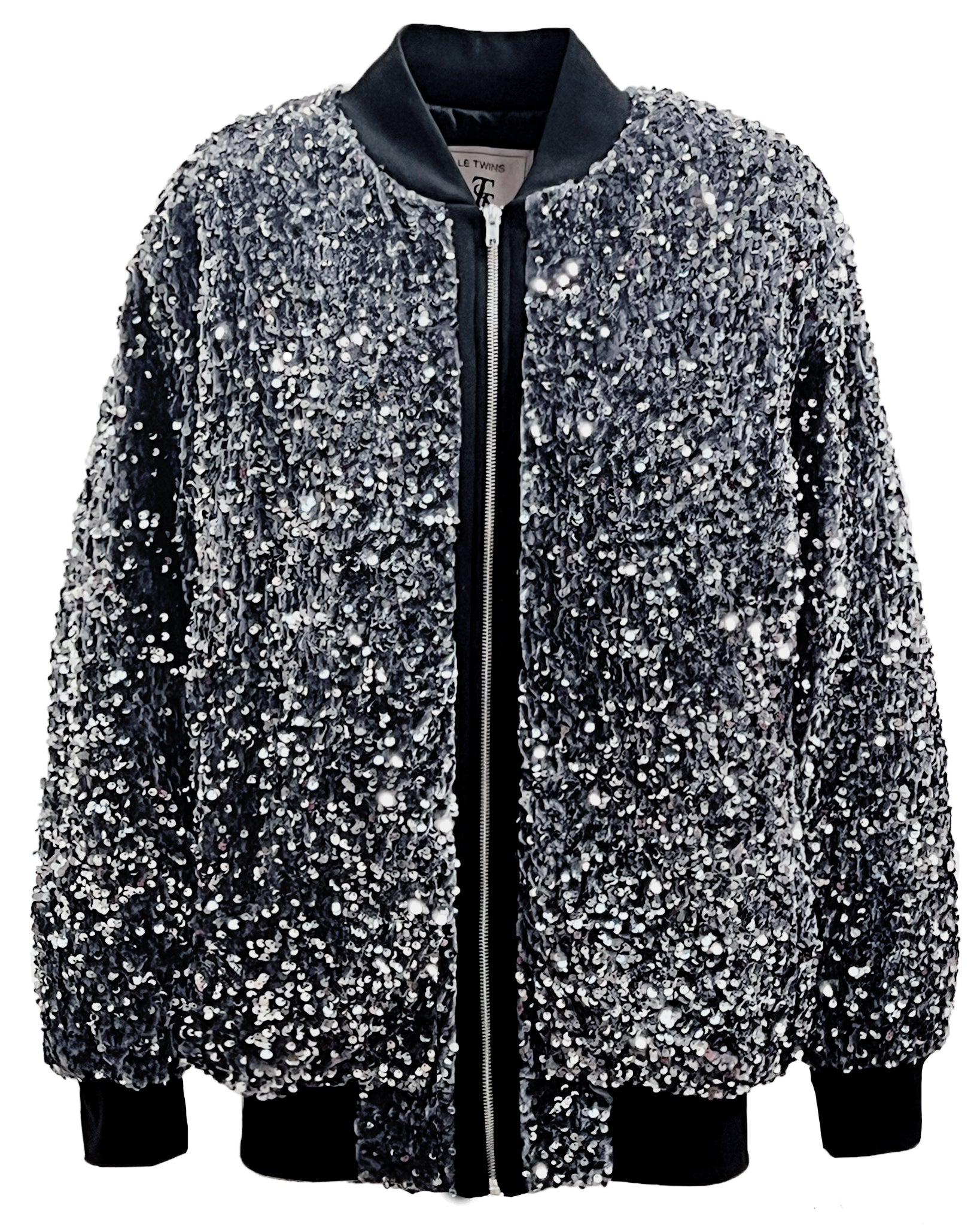 Bomber pailletes paiper argento