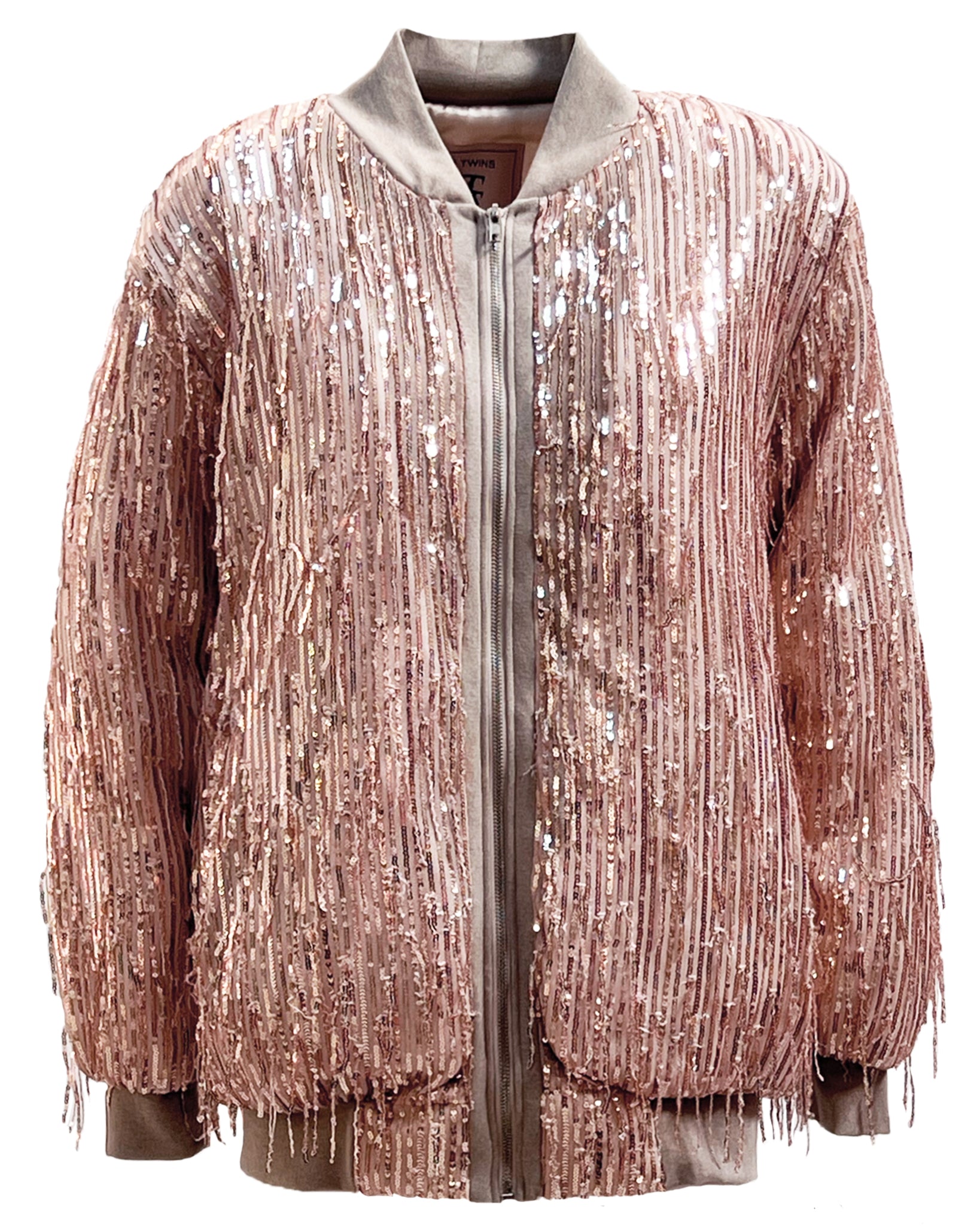 Belluno bomber frangia rose gold