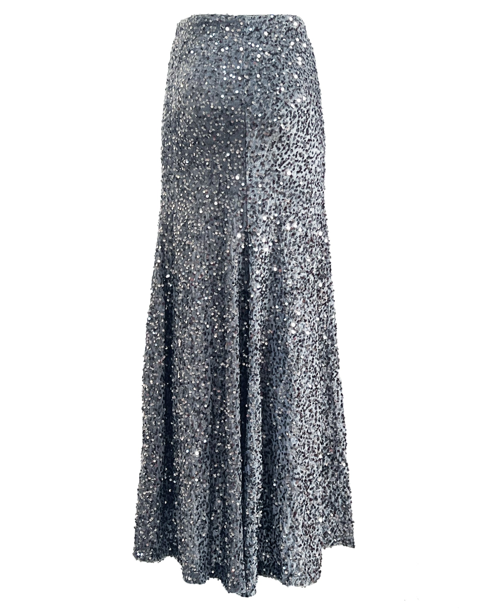 Mariacristina gonna in velluto paillettes argento