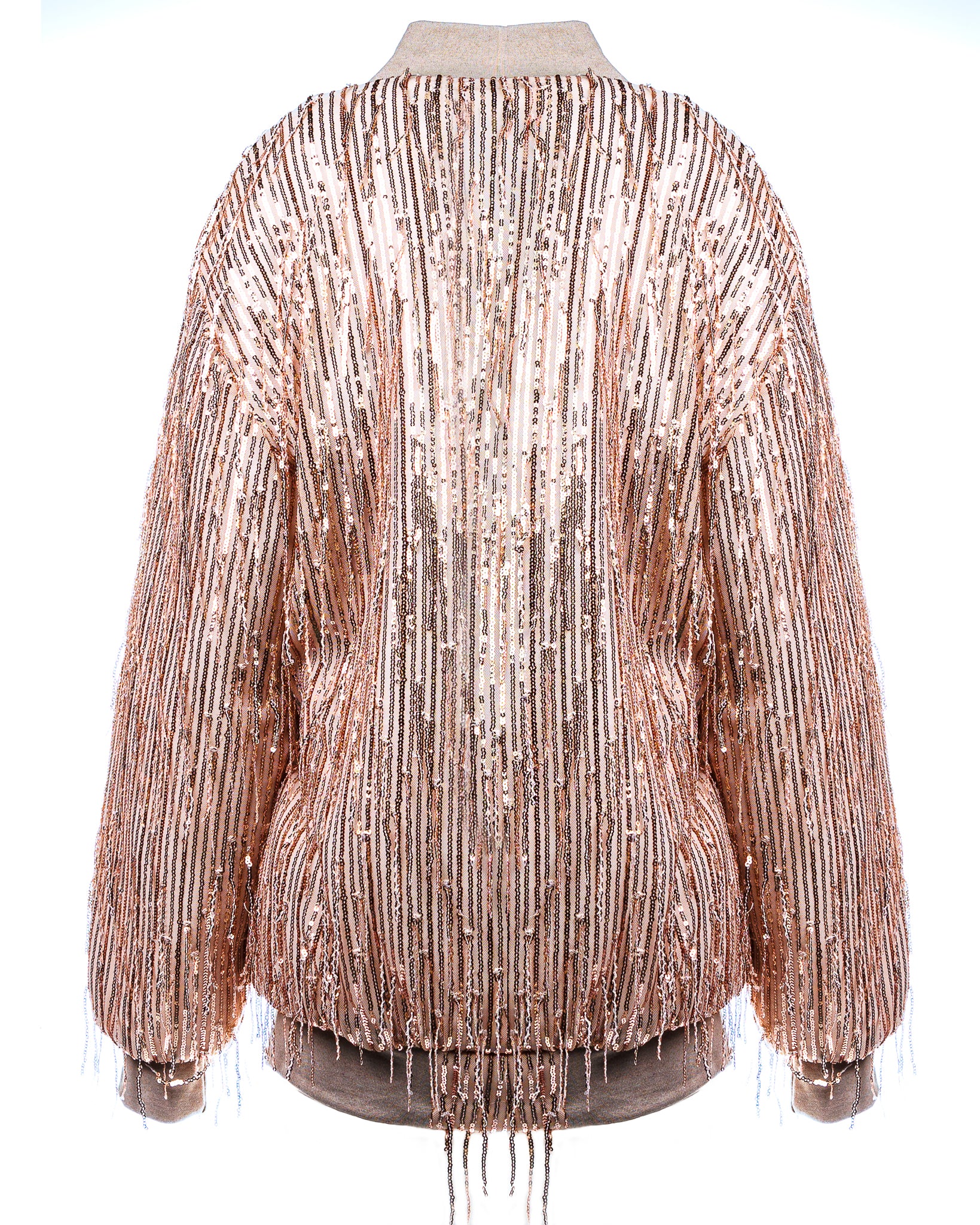 Belluno bomber frangia rose gold