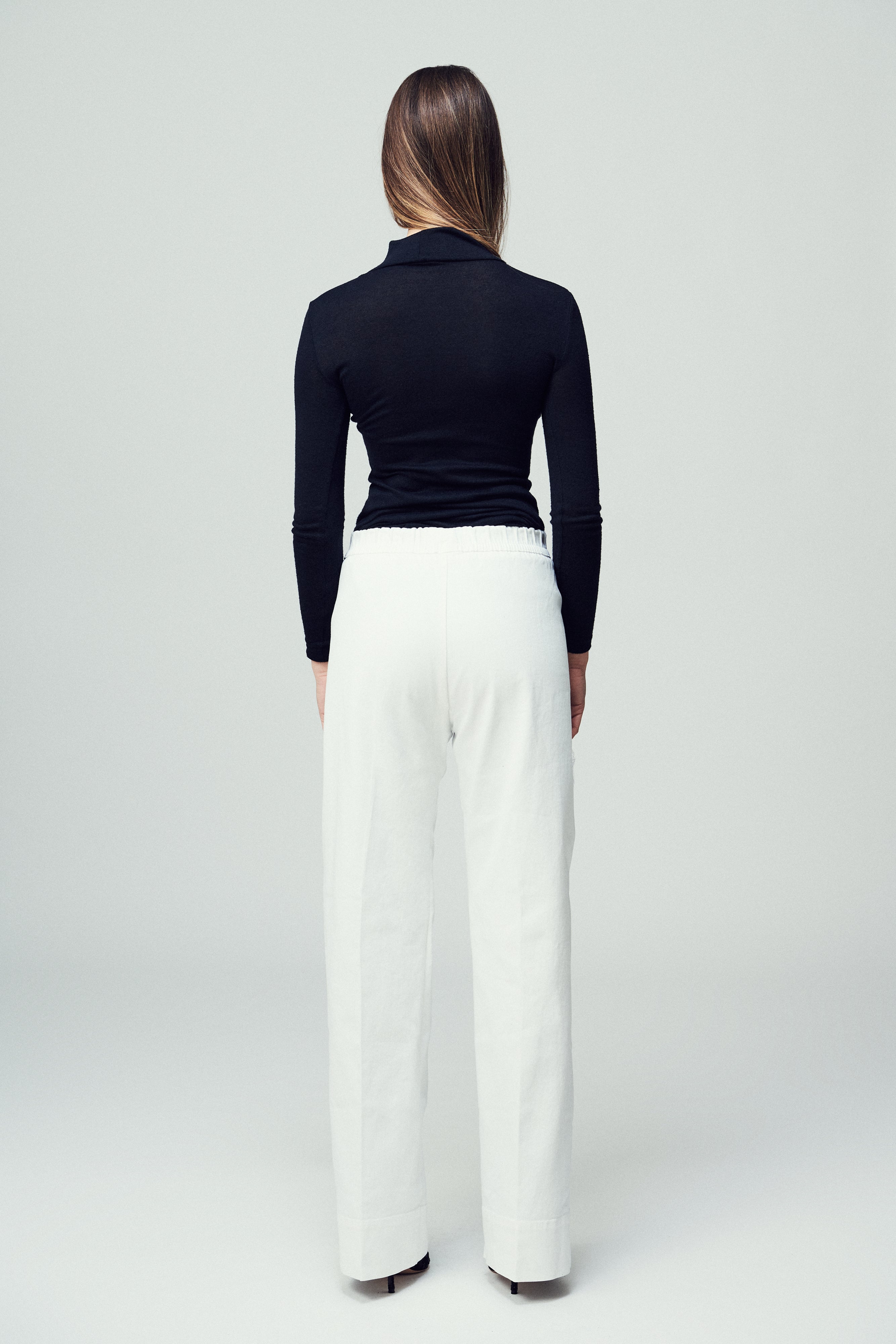 Jeans Pesaro bianchi con fiore ricamato