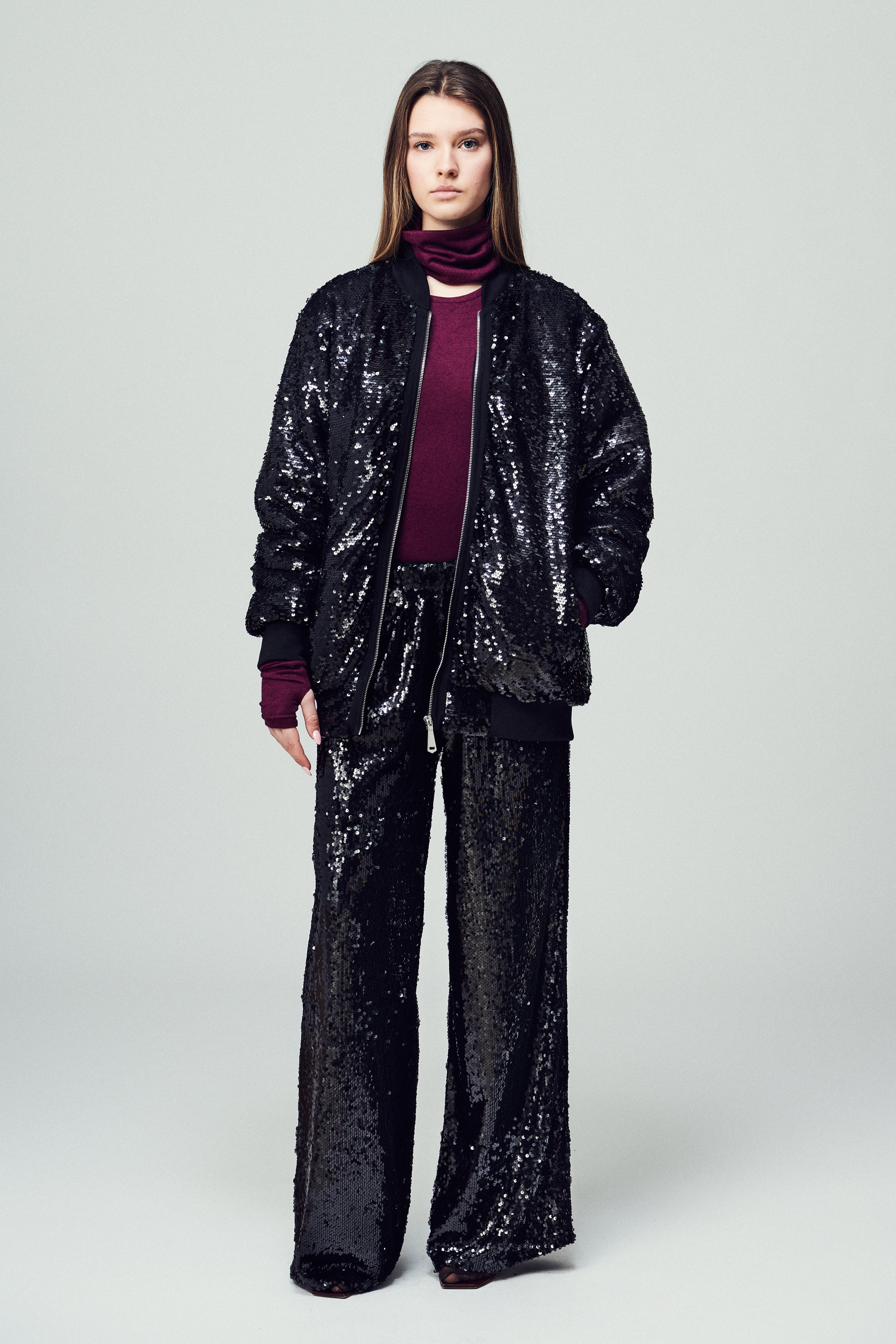 Bomber Belluno in paillettes nero