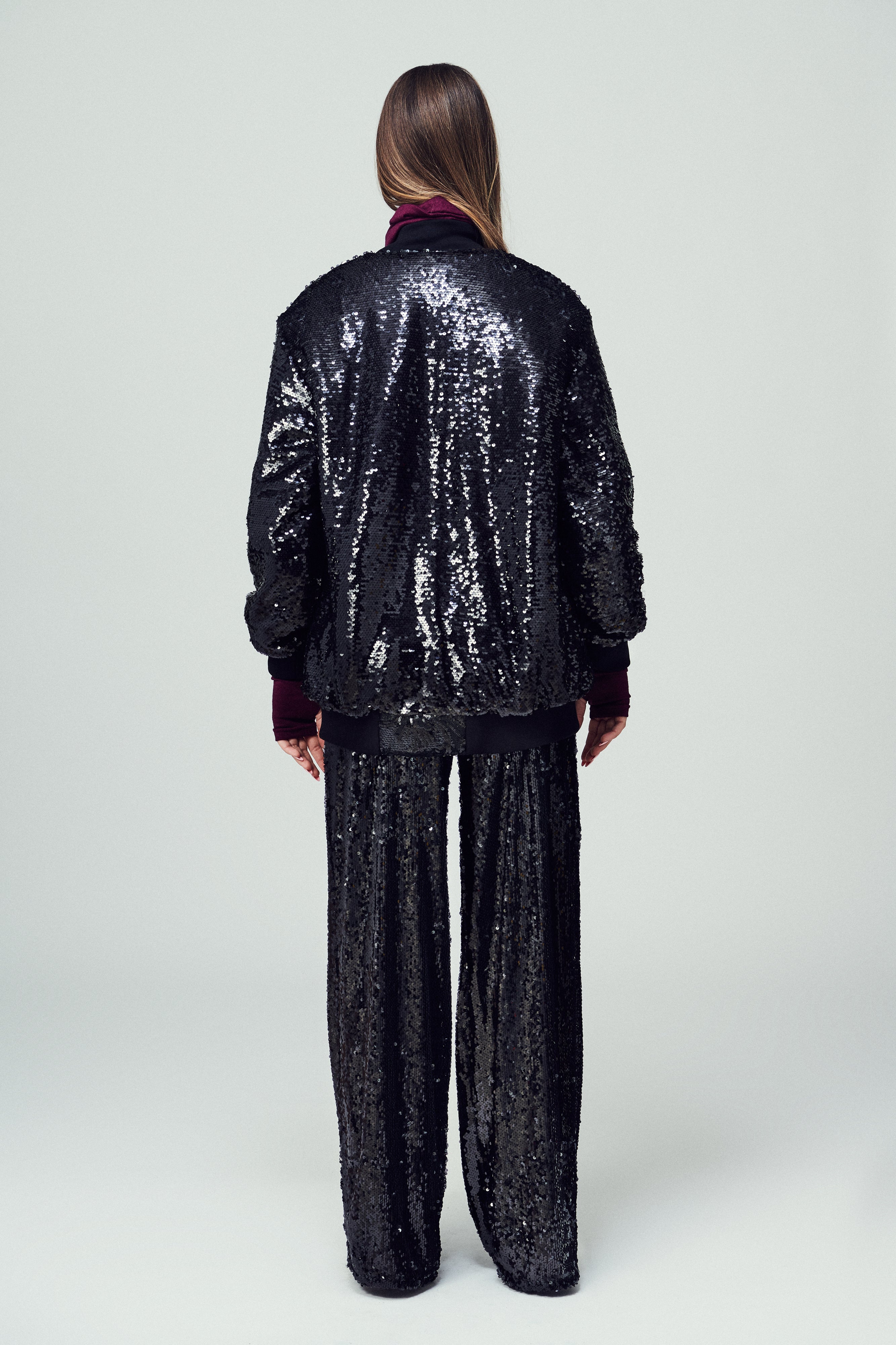 Bomber Belluno in paillettes nero