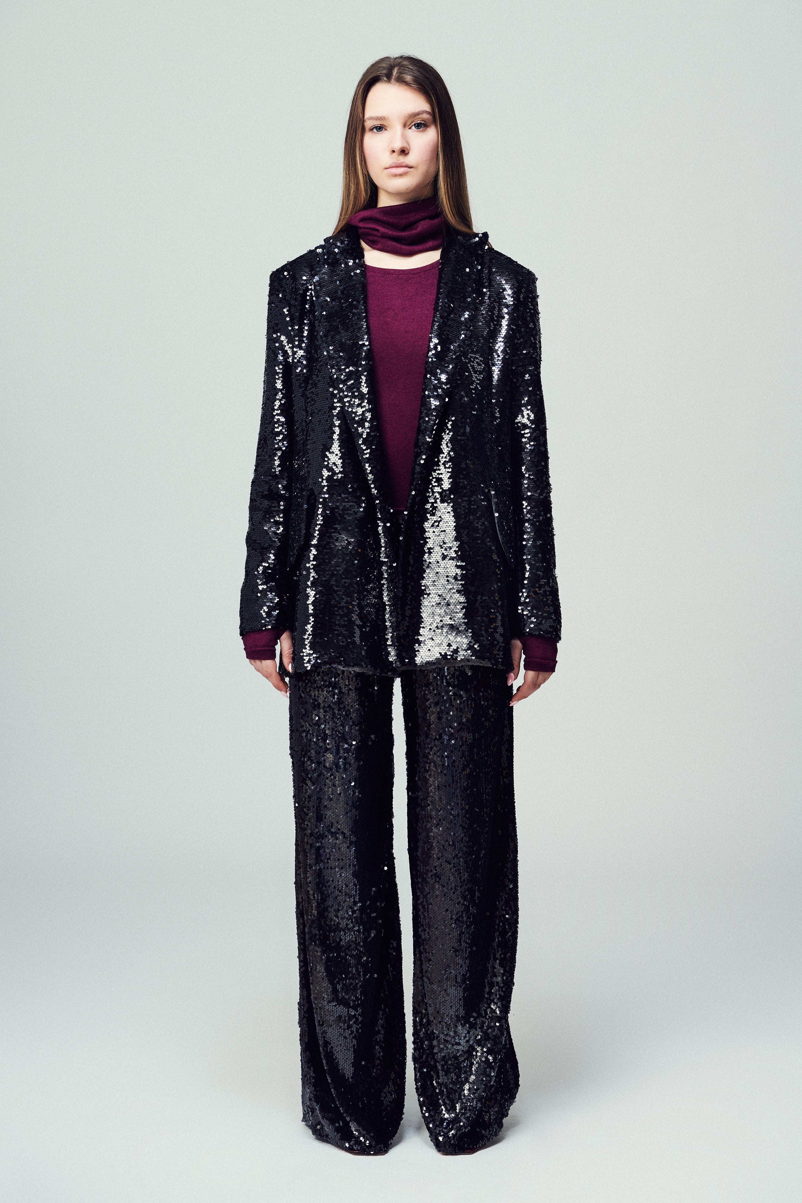 Giacca Como in paillettes nera