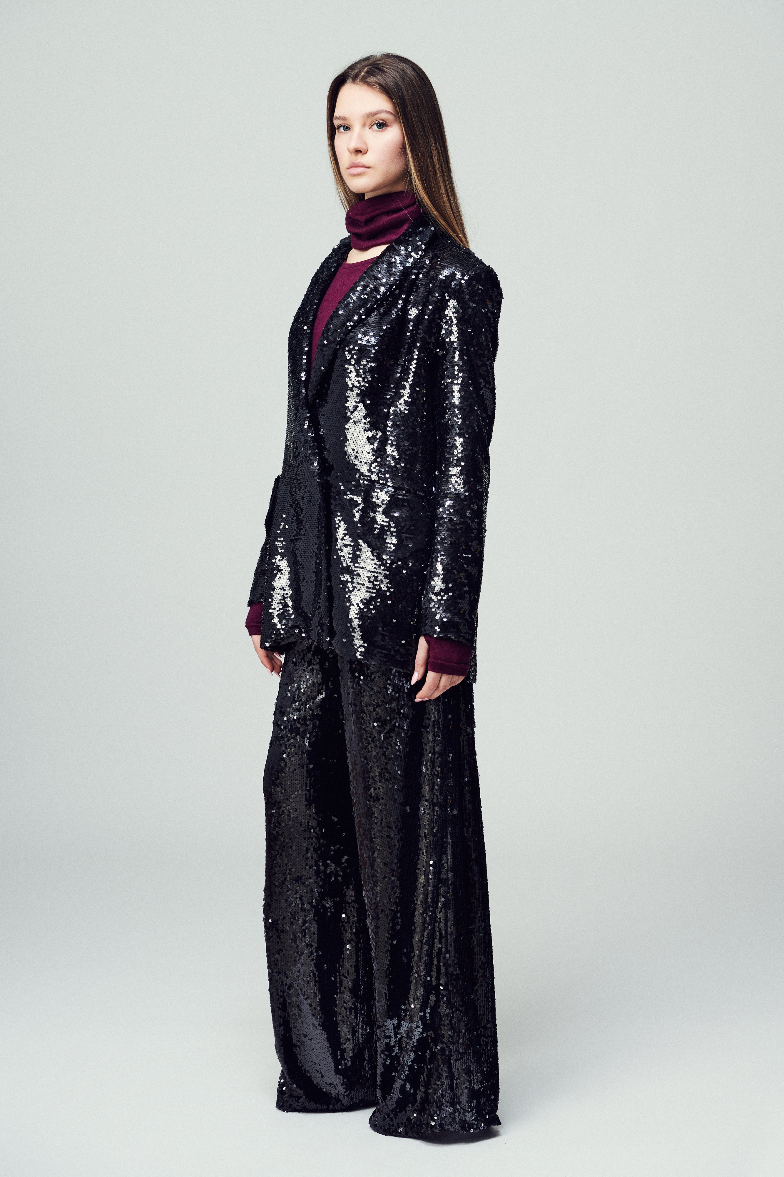 Giacca Como in paillettes nera