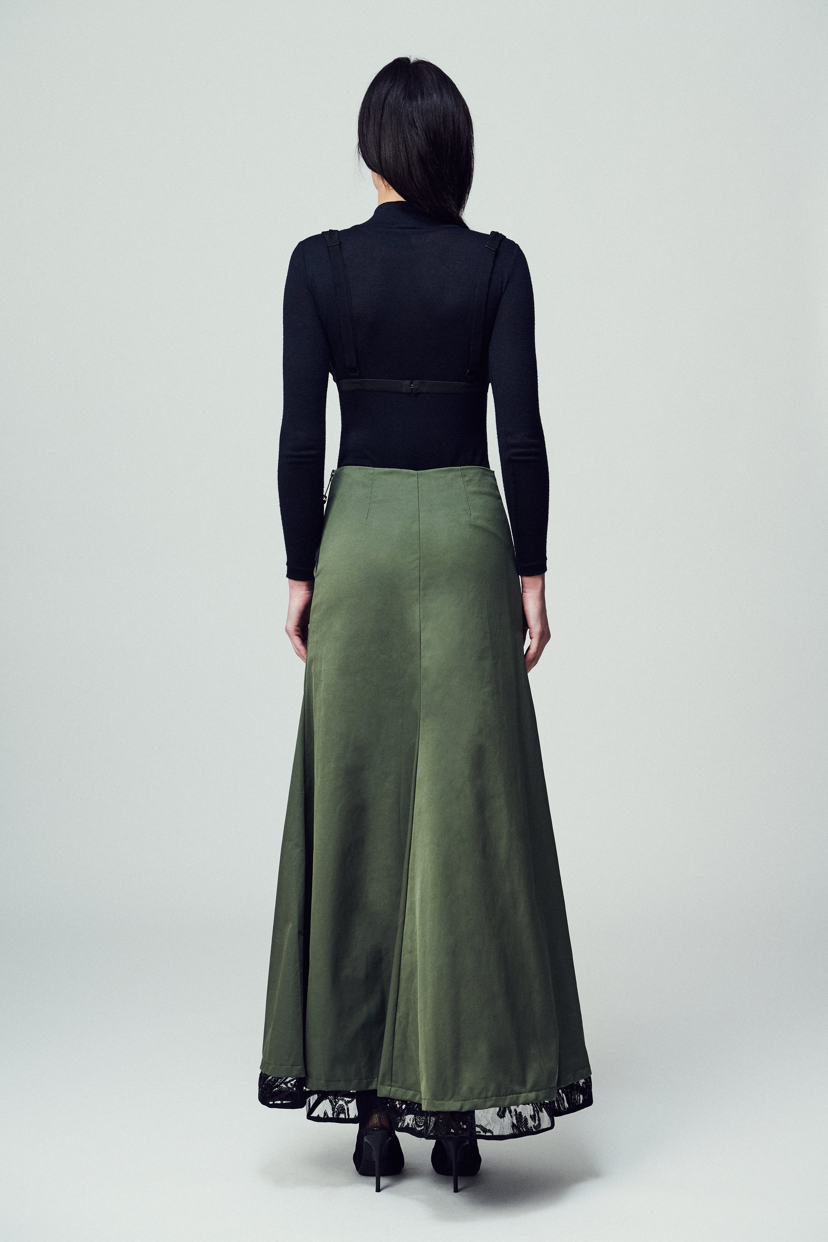 Gonna Mariacristina in gabardine verde