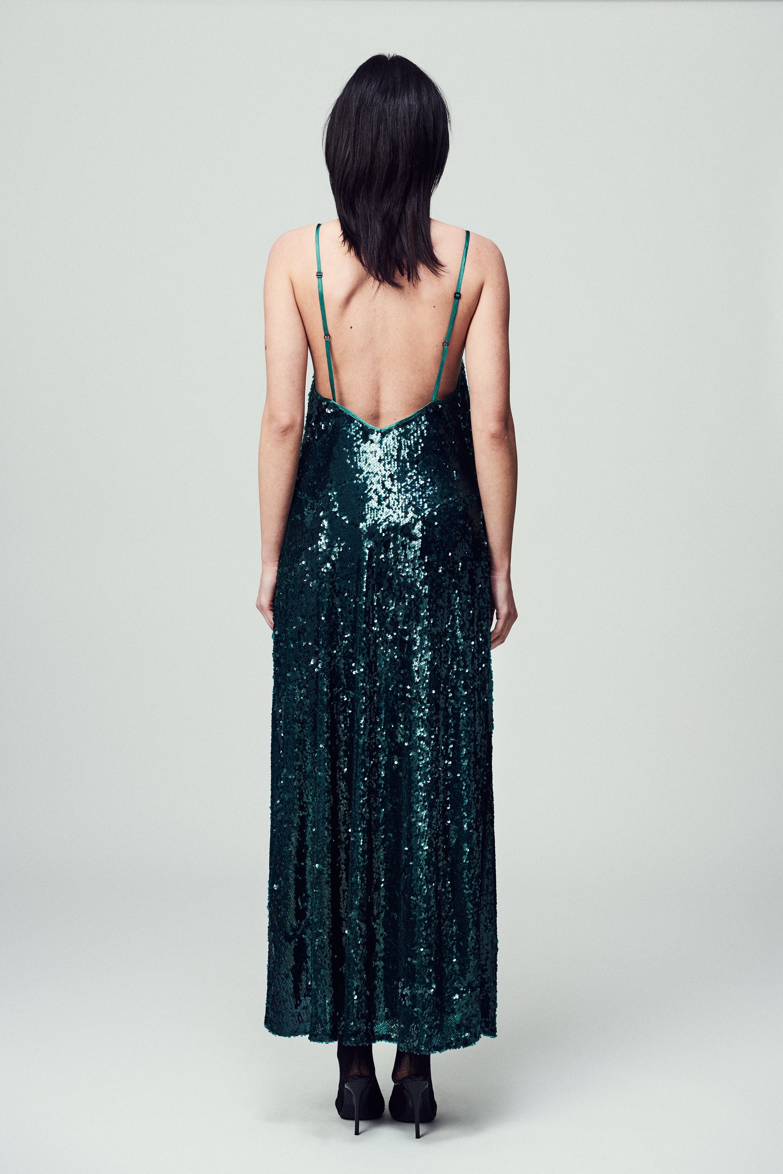 Abito Flora in paillettes verde