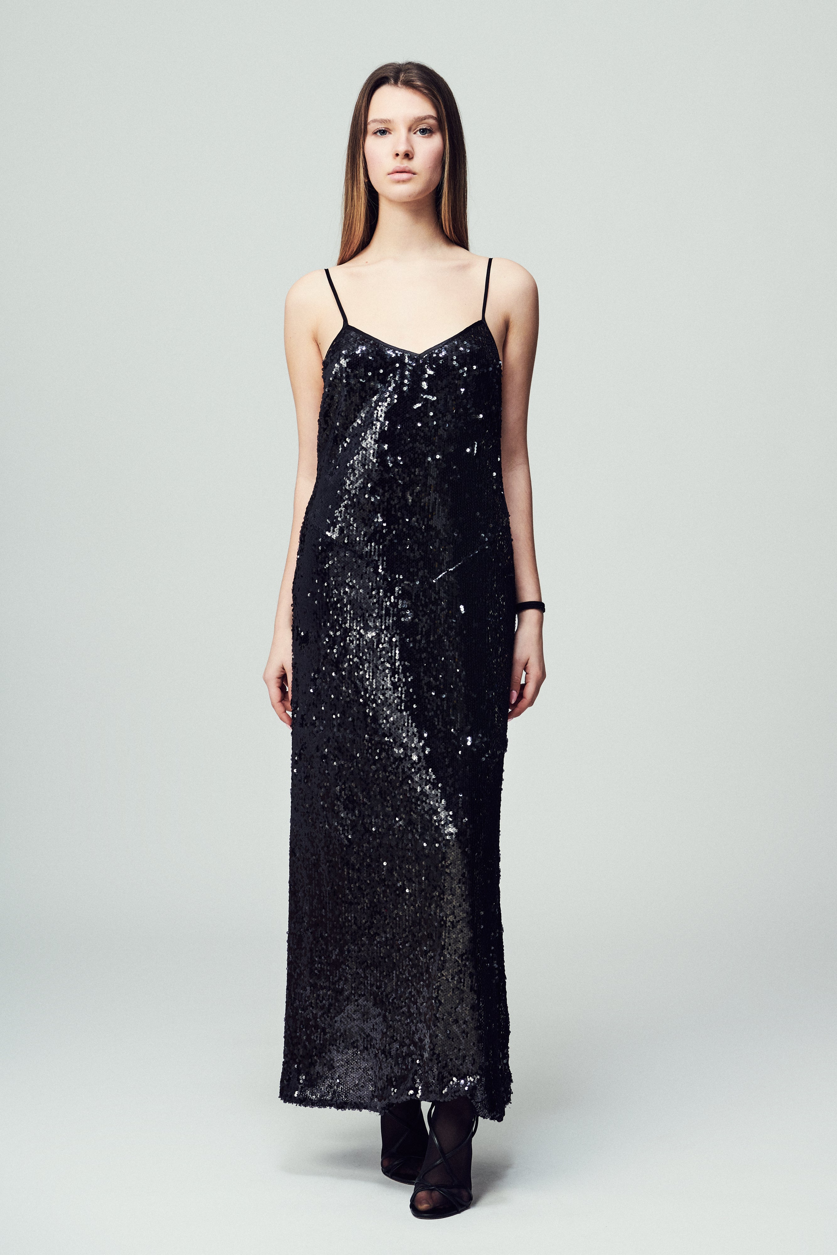 Abito Flora in paillettes nero