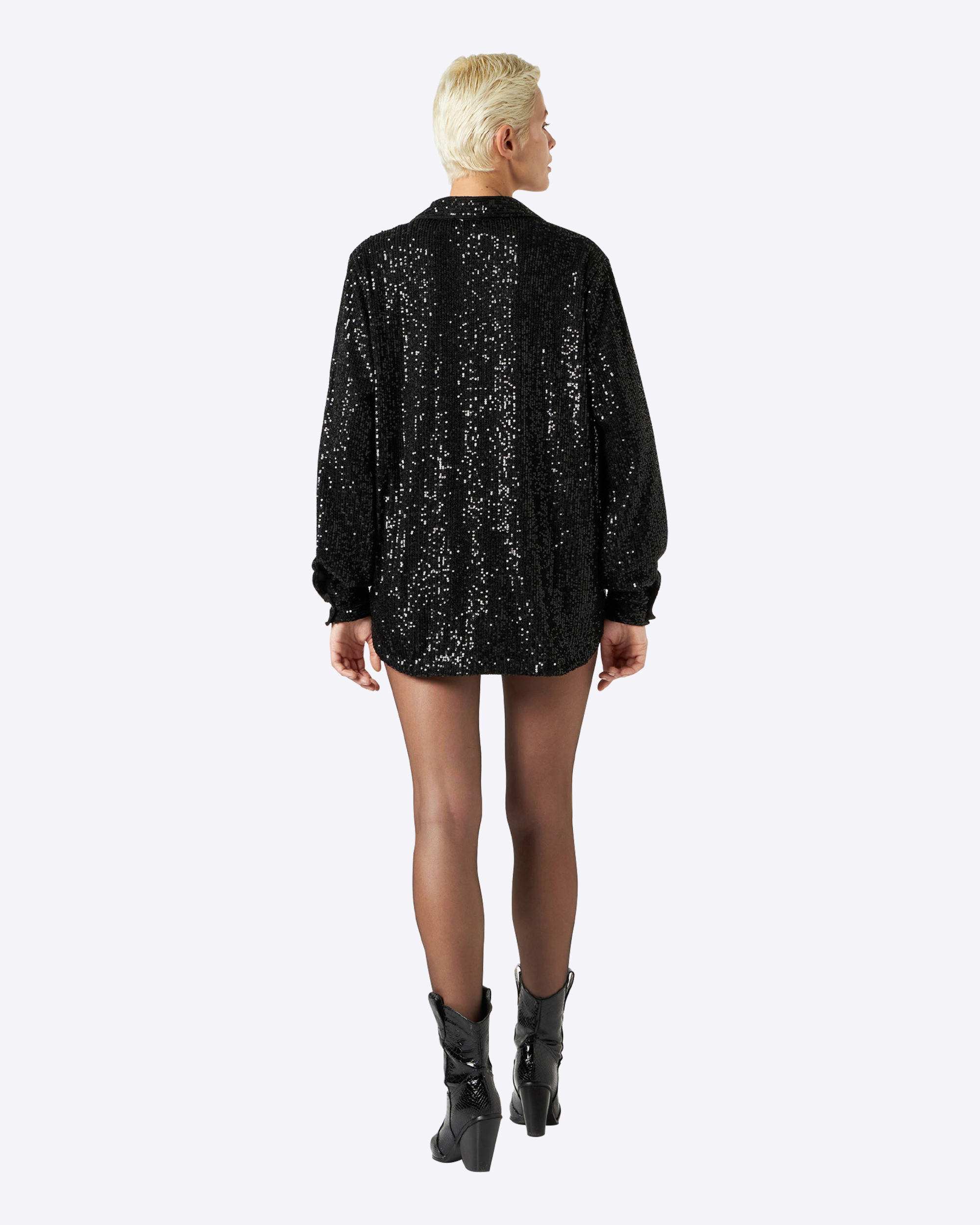 Daniela camicia in paillettes nera