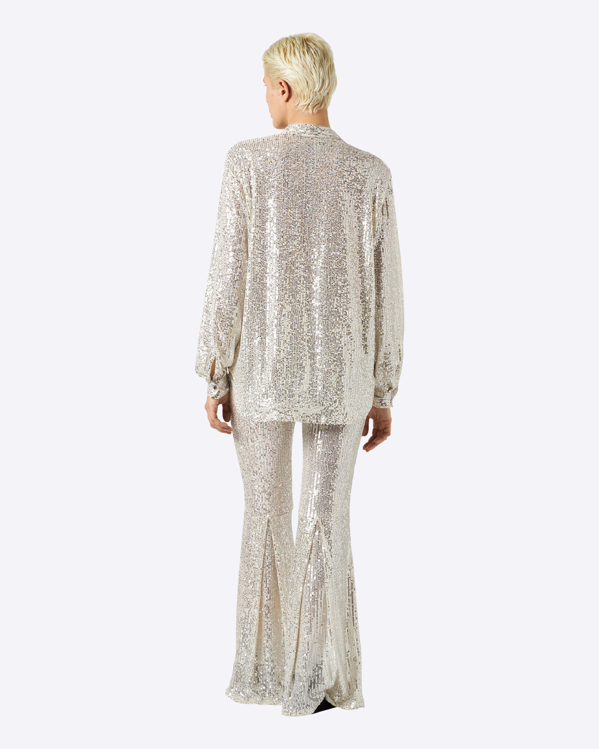 Daniela camicia in paillettes argento
