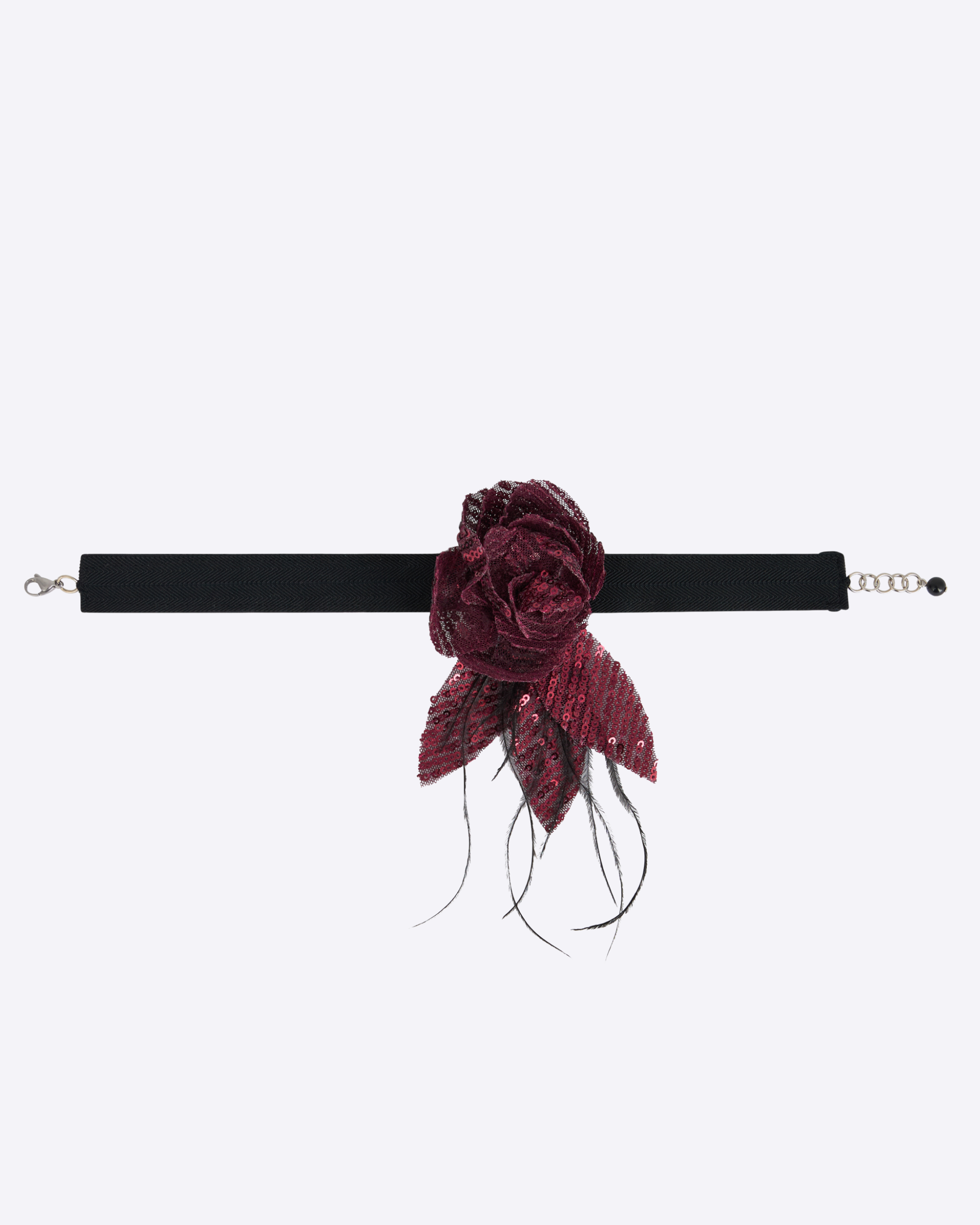 Collana Gemma paillettes ricamata a mano Bordeaux