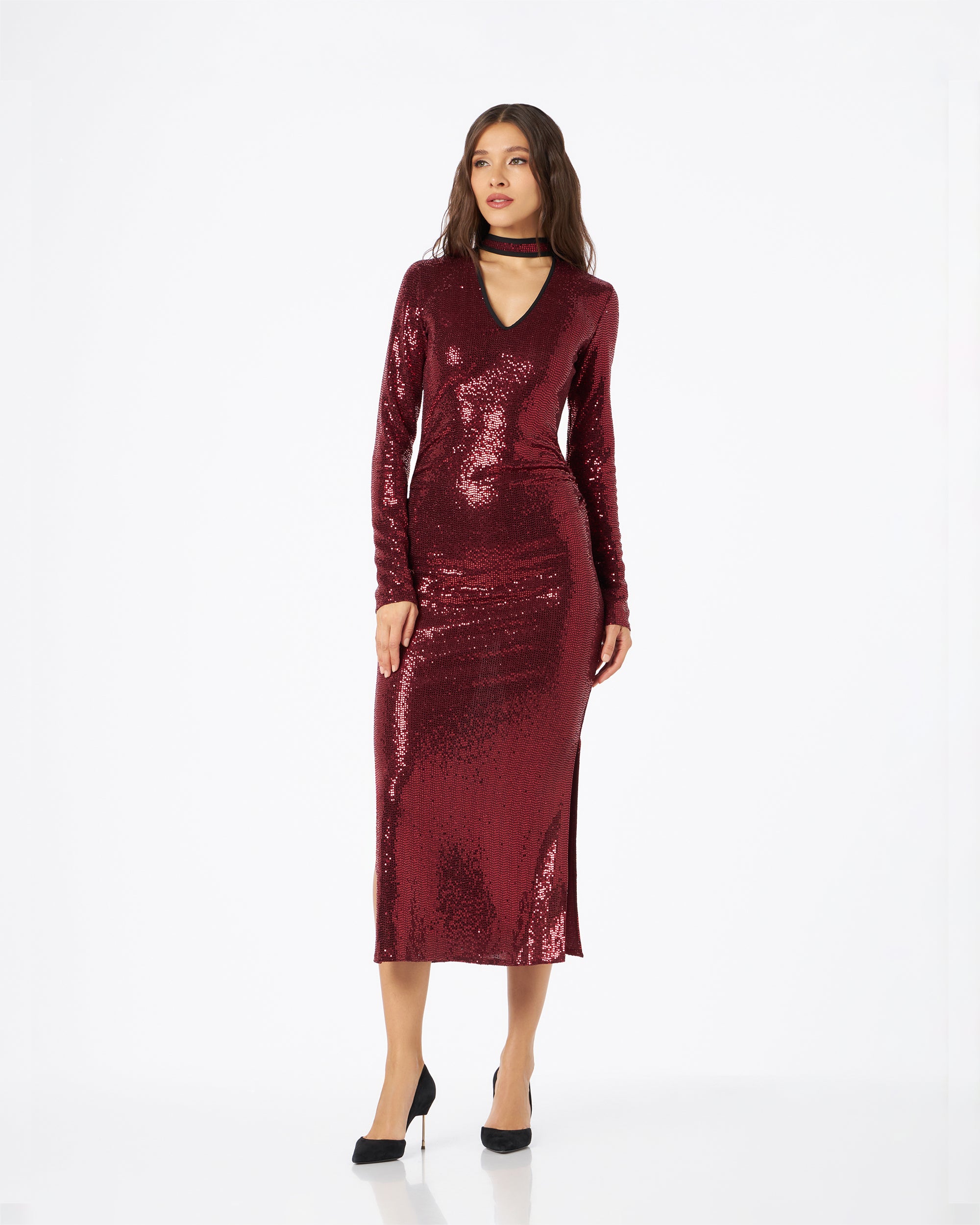Amelia abito pois lucidi bordeaux