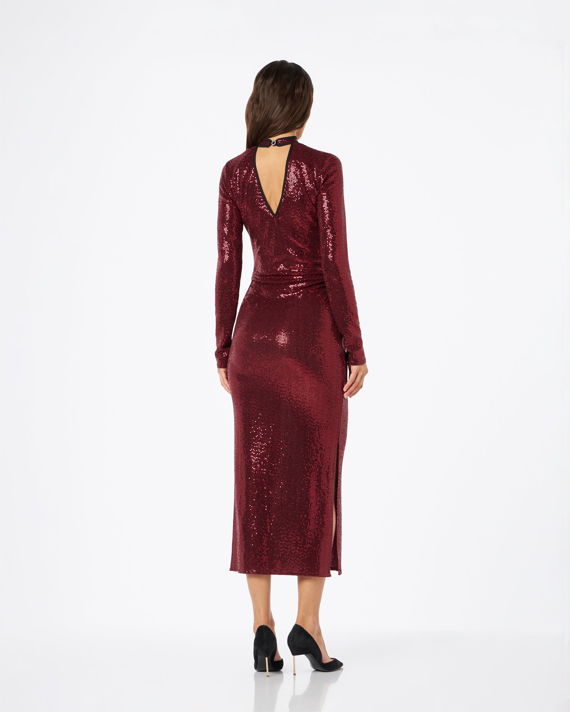 Amelia abito pois lucidi bordeaux