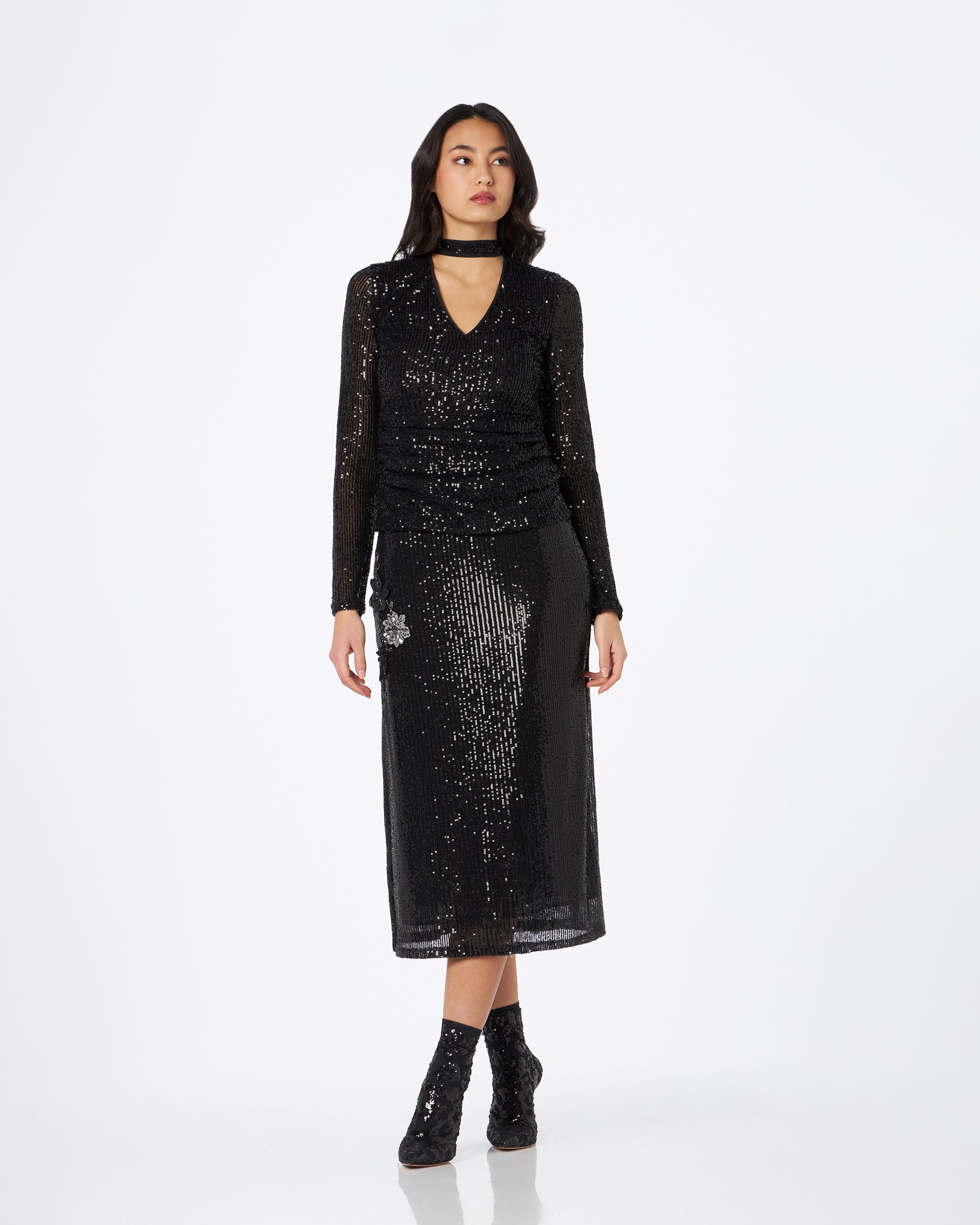 Asolo maglia in paillettes nero