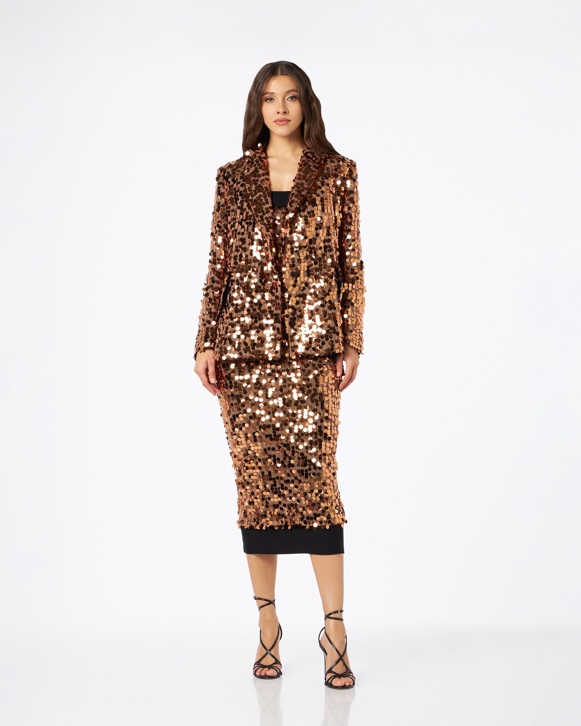 Como giacca in paillettes terracotta/bronzo