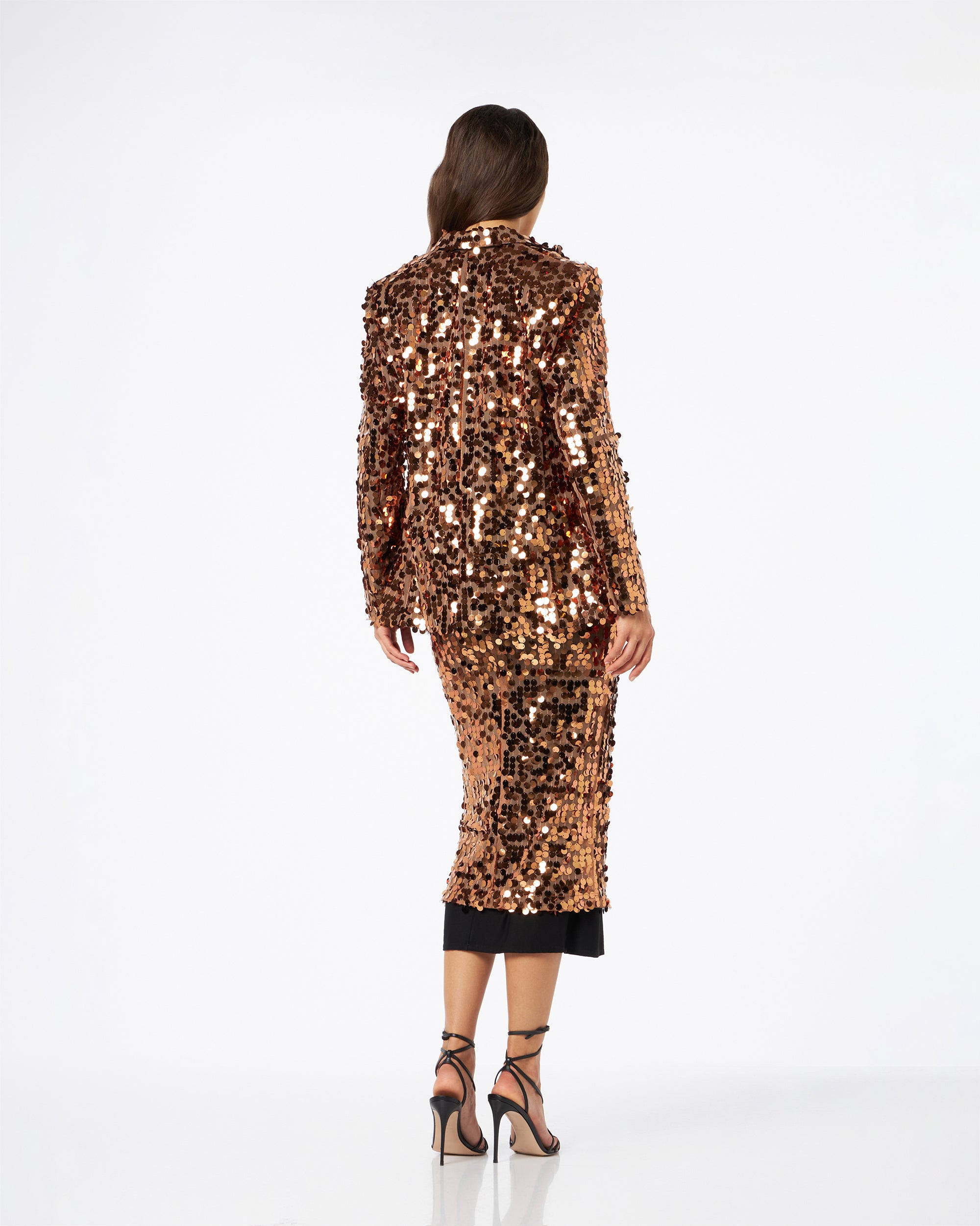 Como giacca in paillettes terracotta/bronzo
