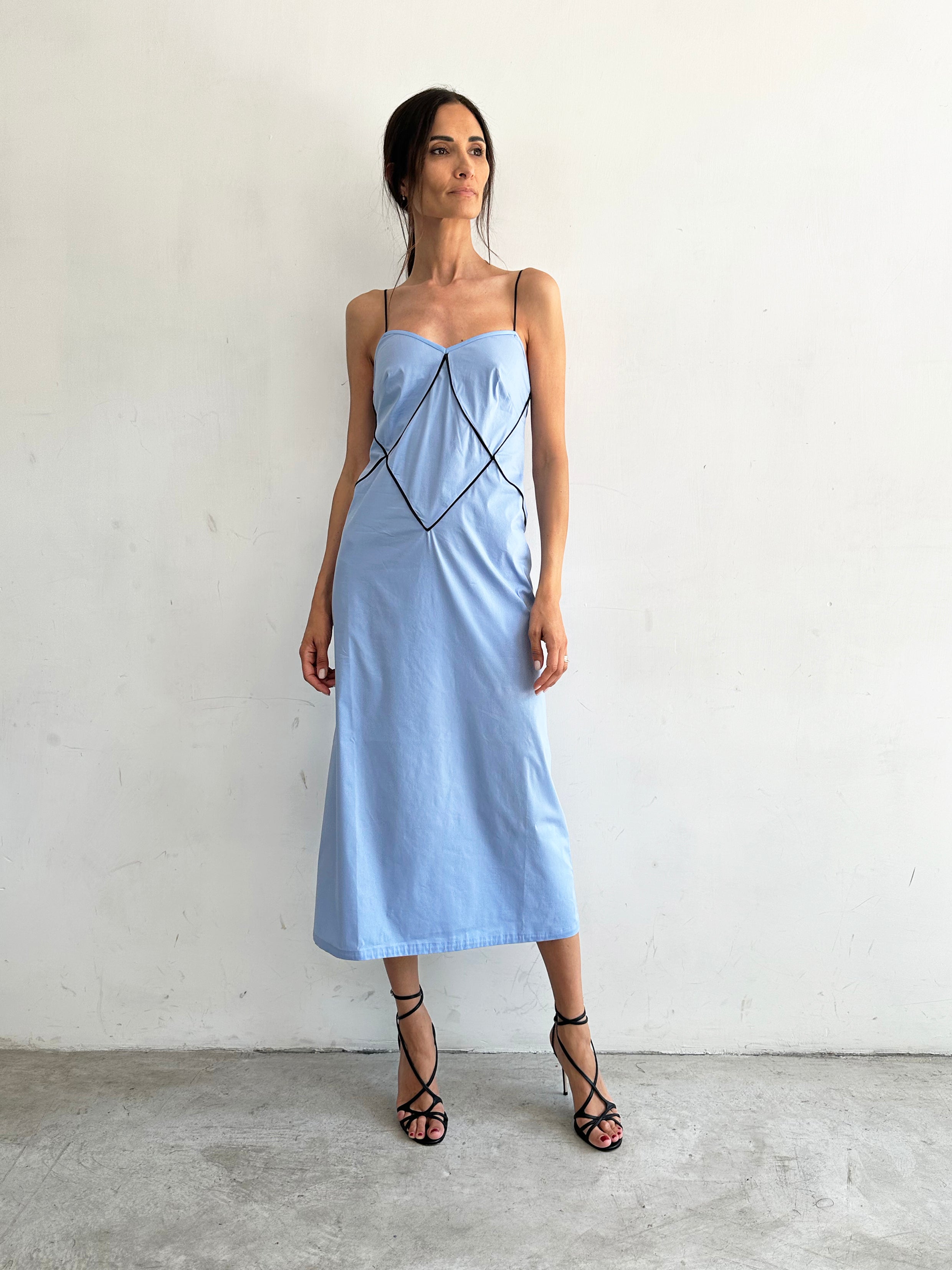 Favola Abito Azzurro Cielo In Cotone