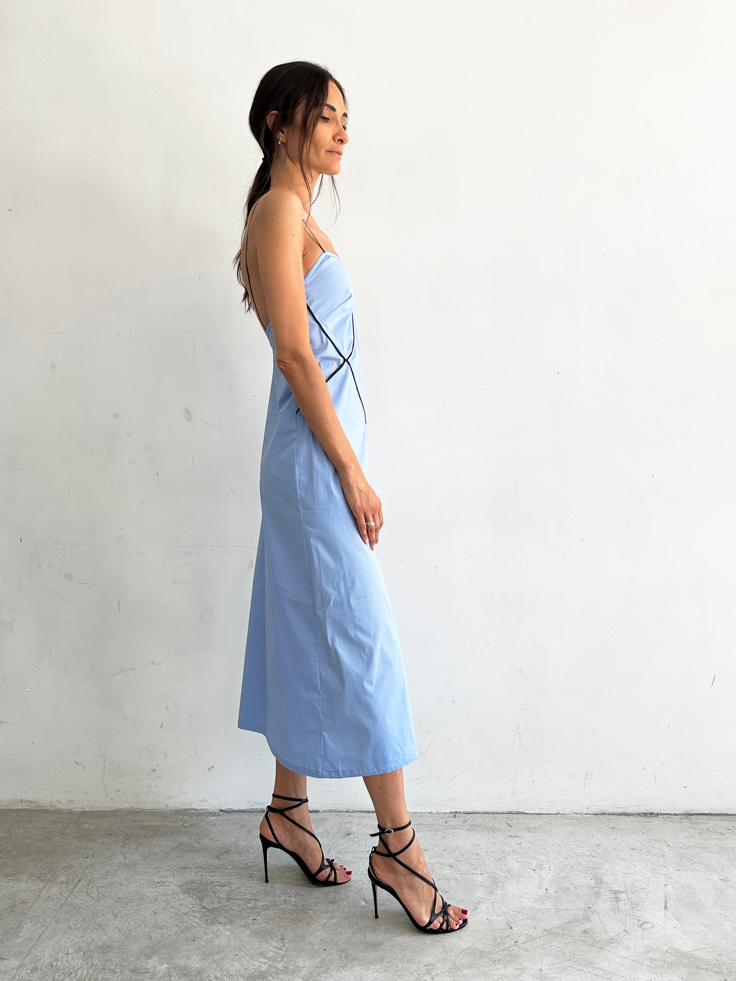 Favola Abito Azzurro Cielo In Cotone