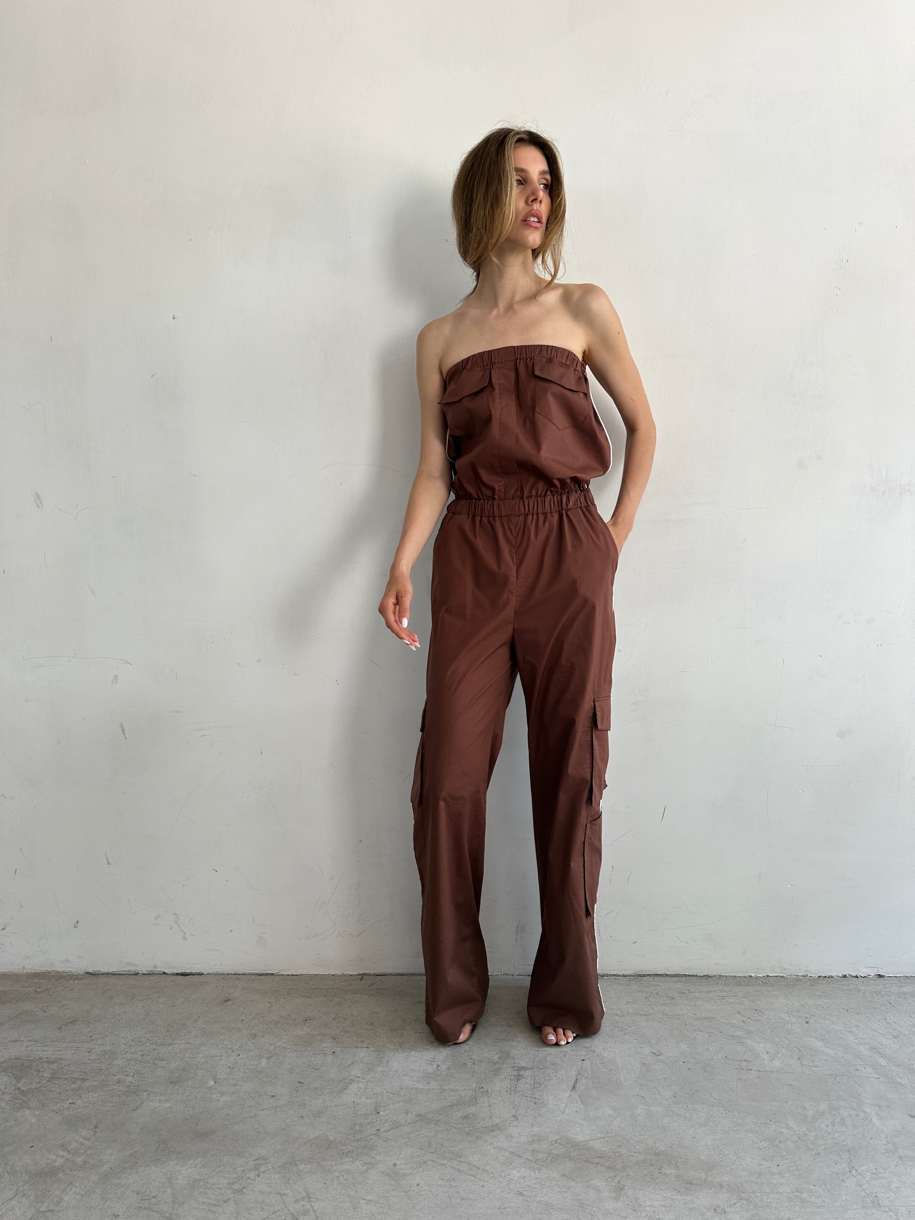 Mattina Tuta Marrone In Cotone