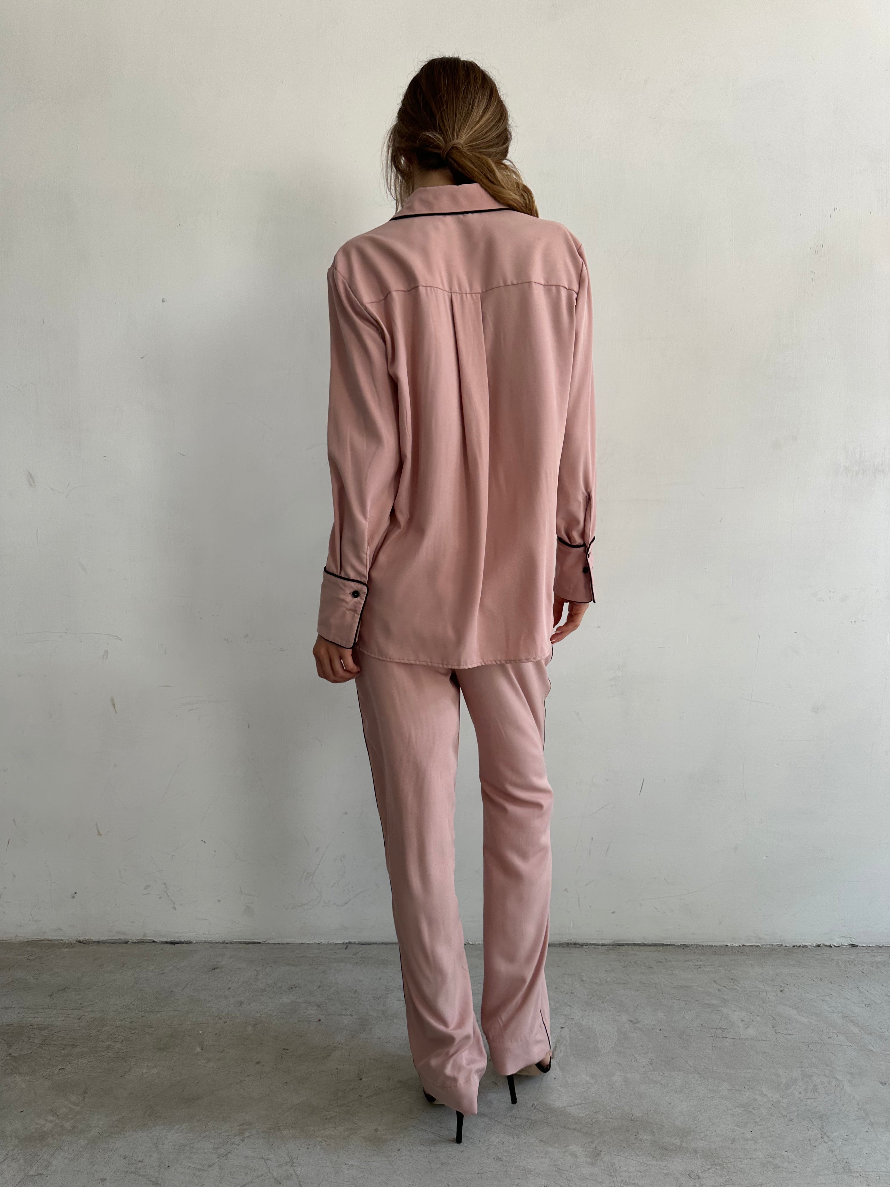 Aria Camicia Pigiama Rosa In Viscosa