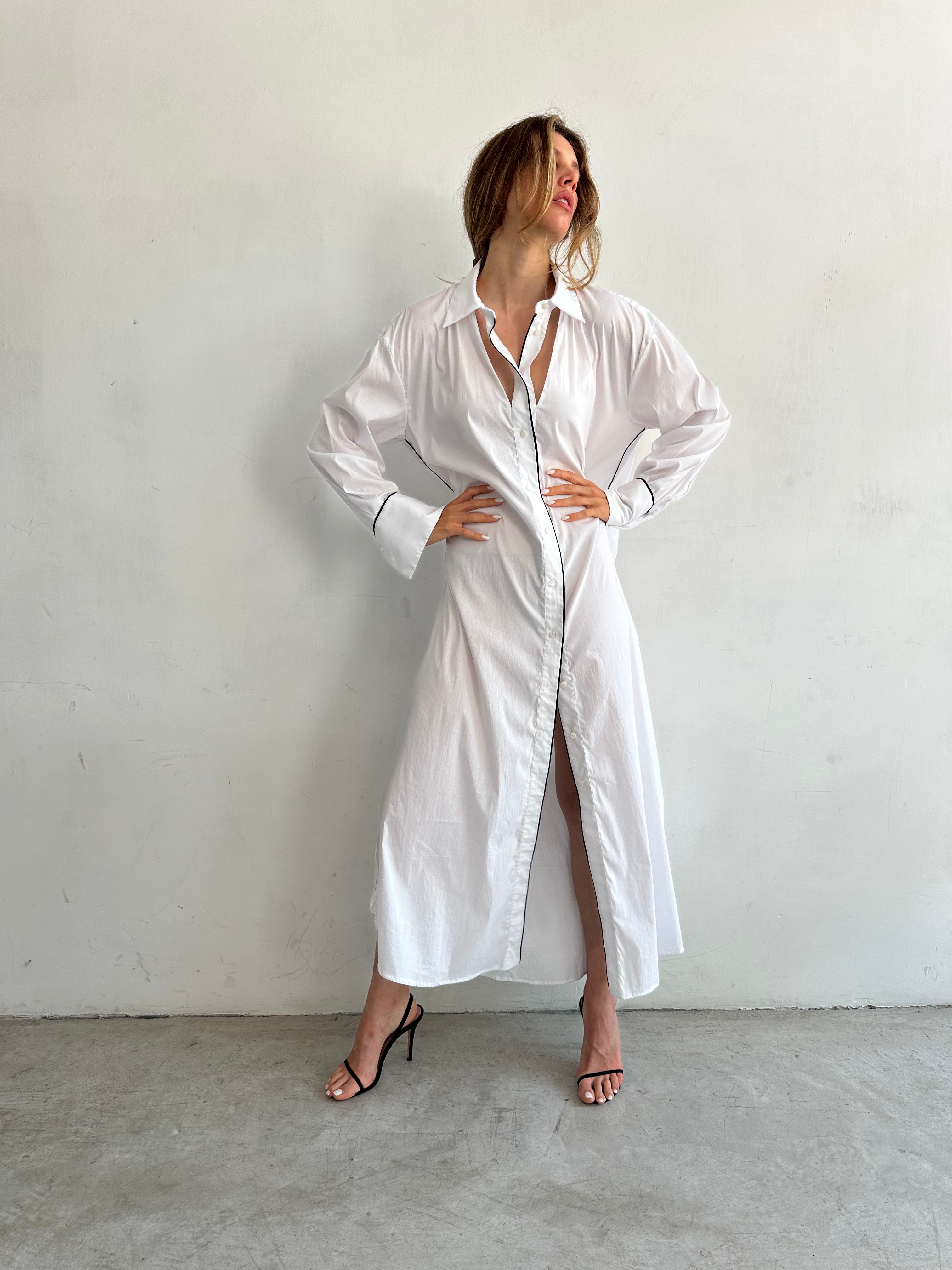 Stella Chemisier Bianco In Cotone