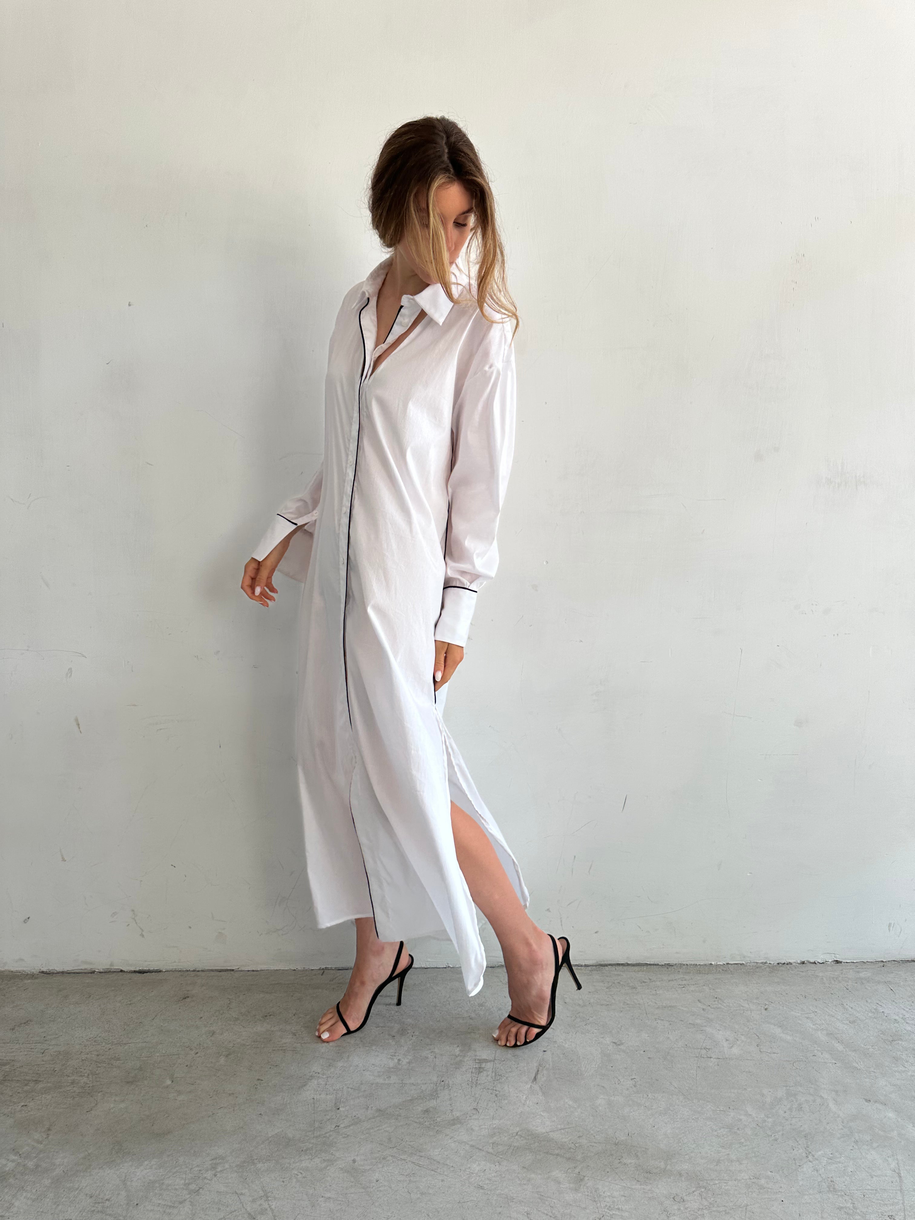 Stella Chemisier Bianco In Cotone