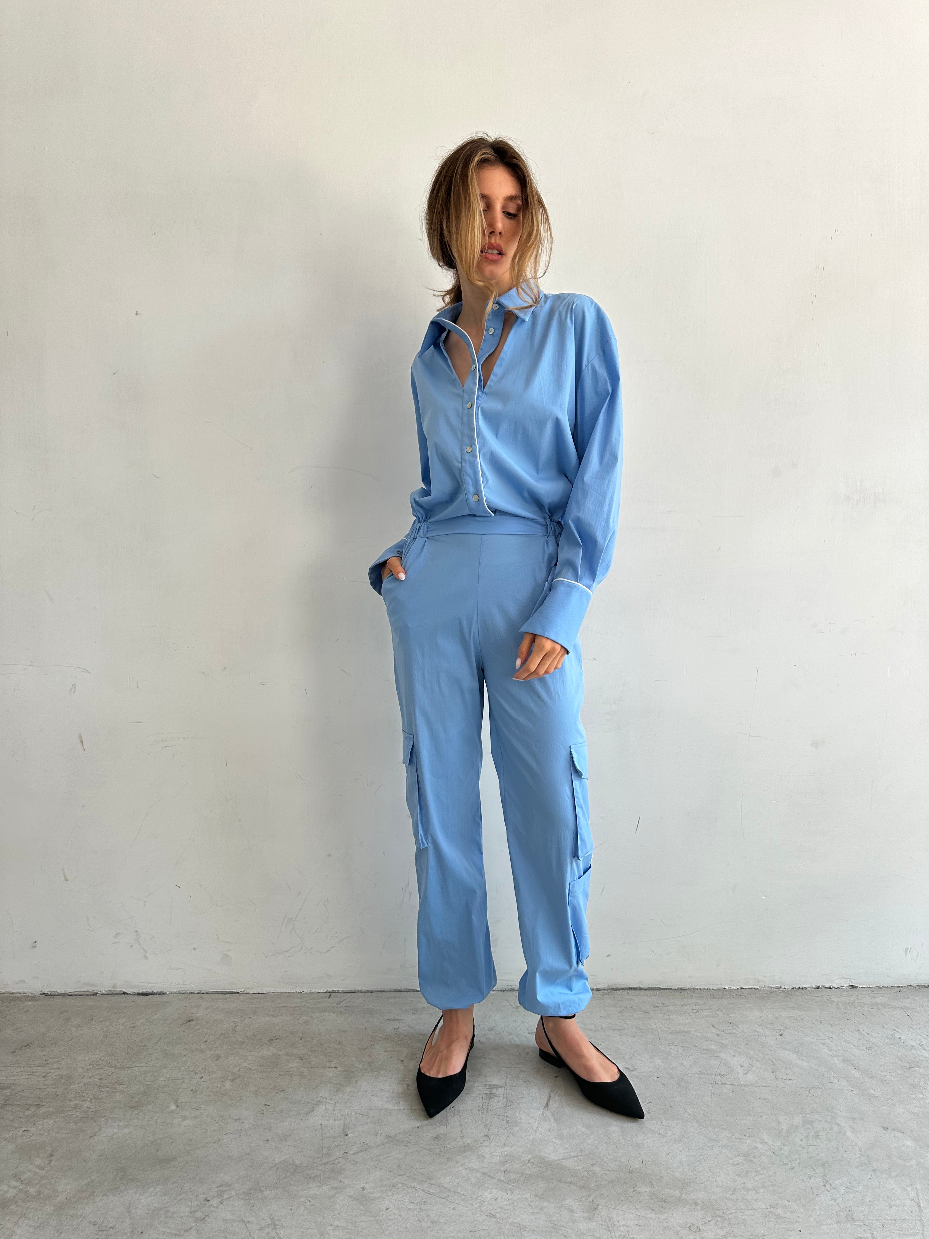 Aurora Tuta Azzurro Cielo In Cotone