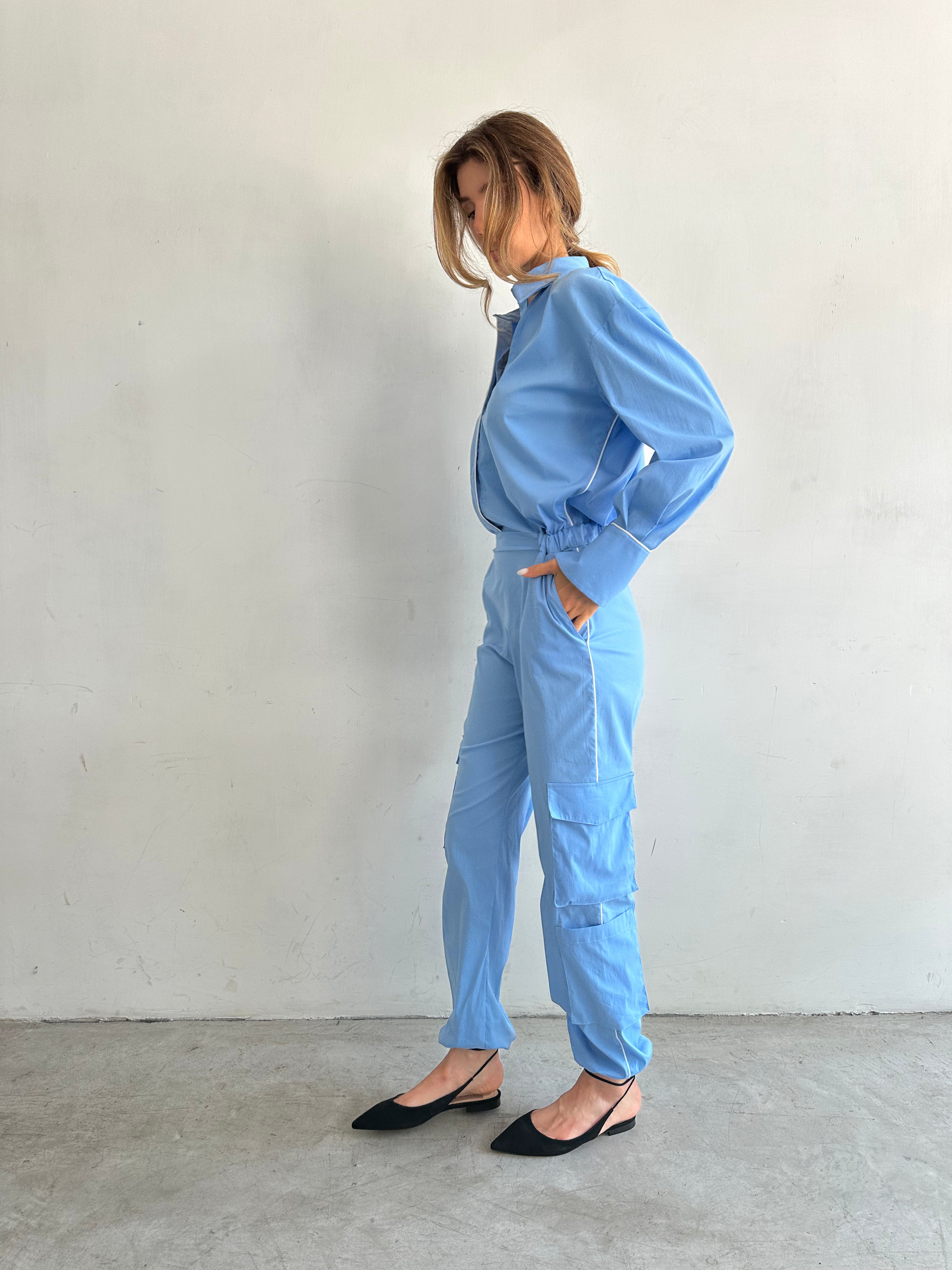 Aurora Tuta Azzurro Cielo In Cotone