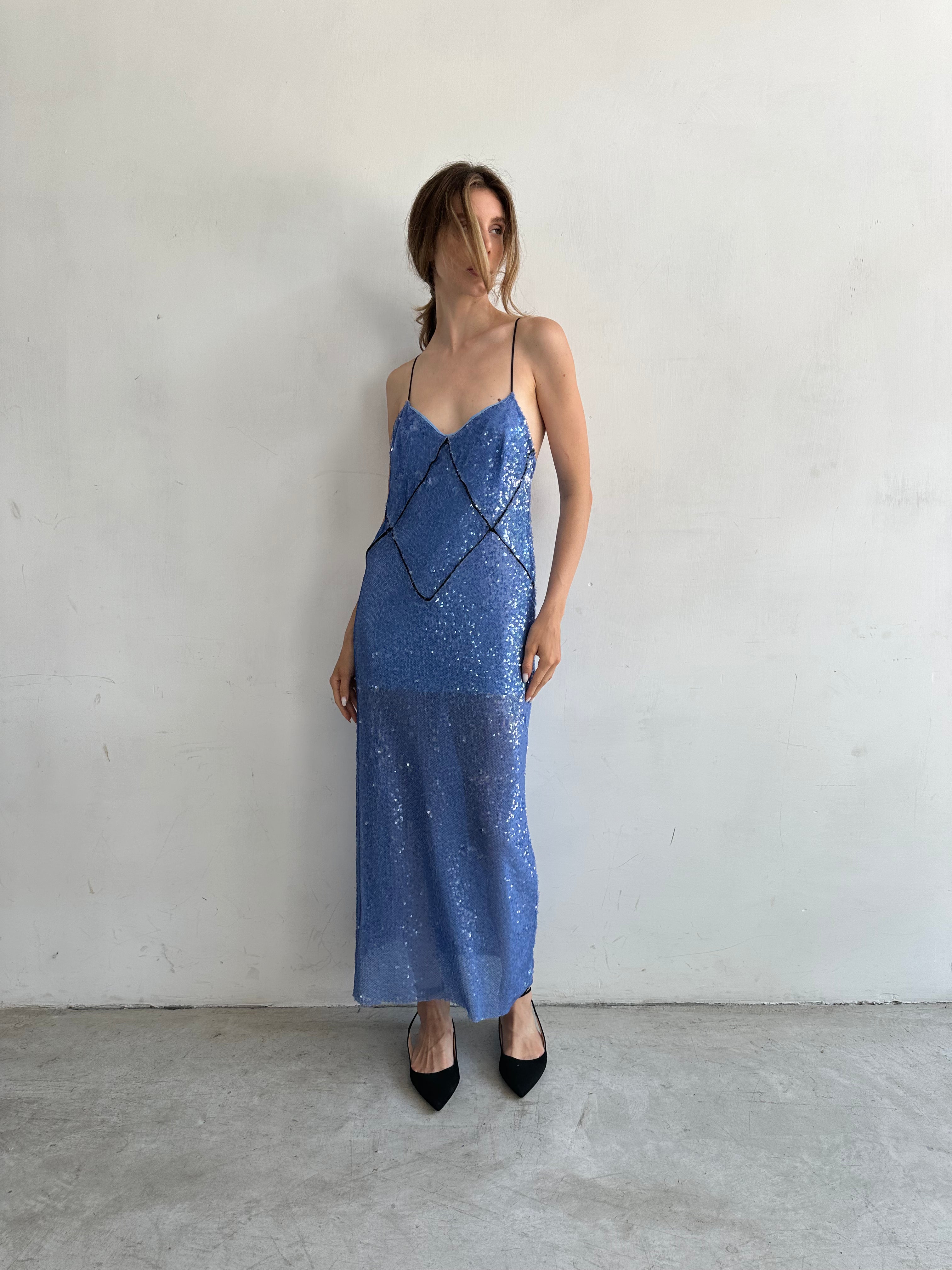 Favola Abito Blu In Paillettes
