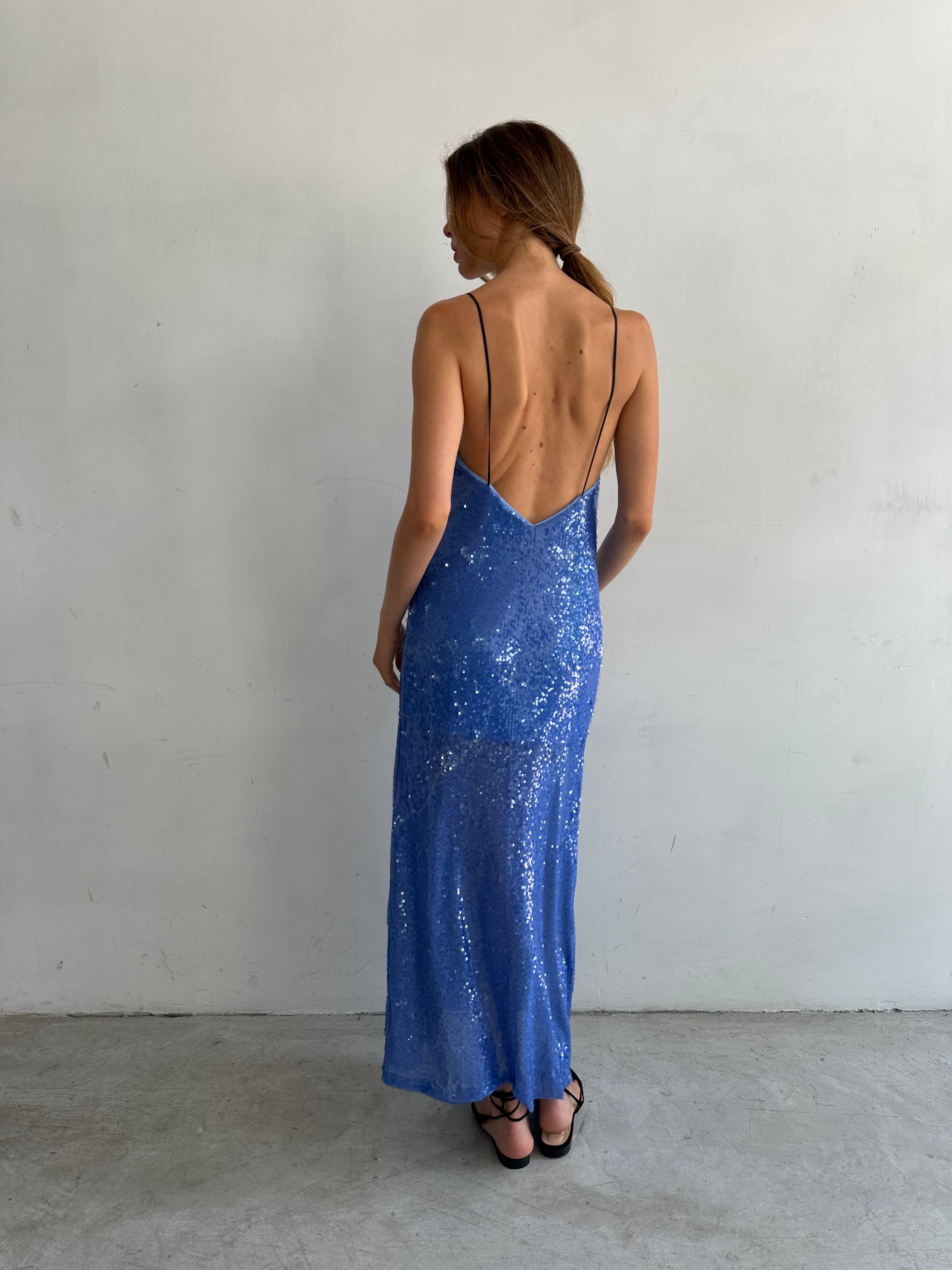 Favola Abito Blu In Paillettes