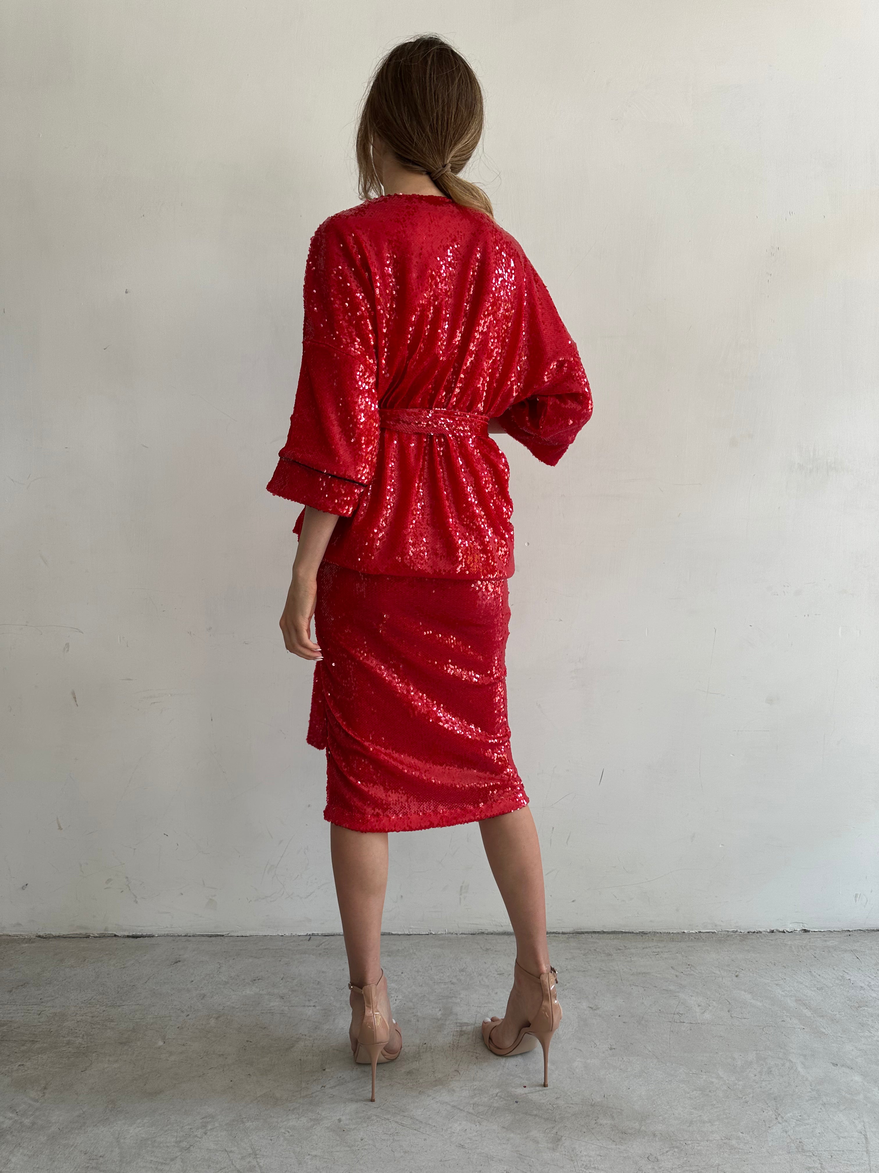 Onda Giacca Rossa In Paillettes