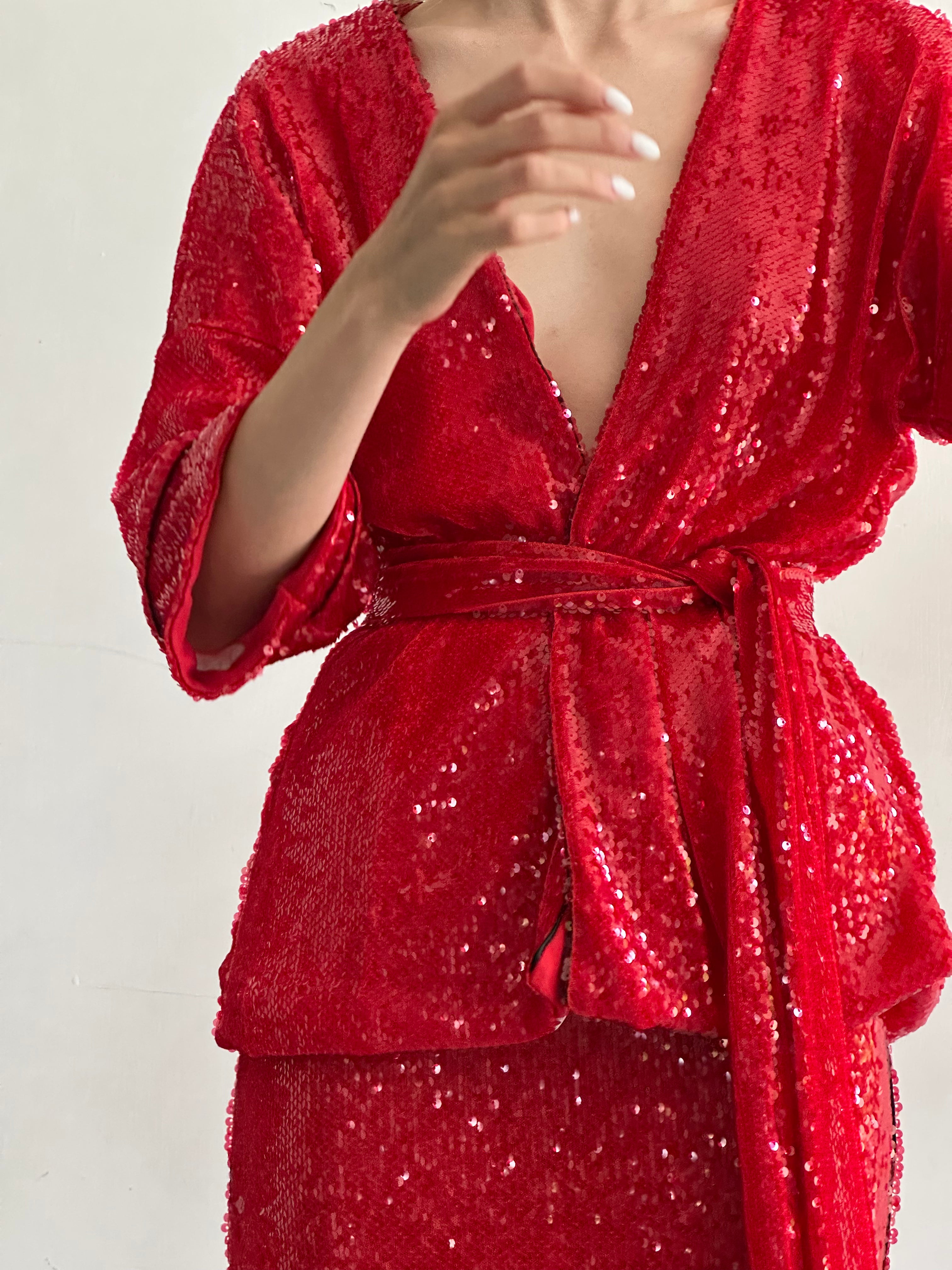 Onda Giacca Rossa In Paillettes