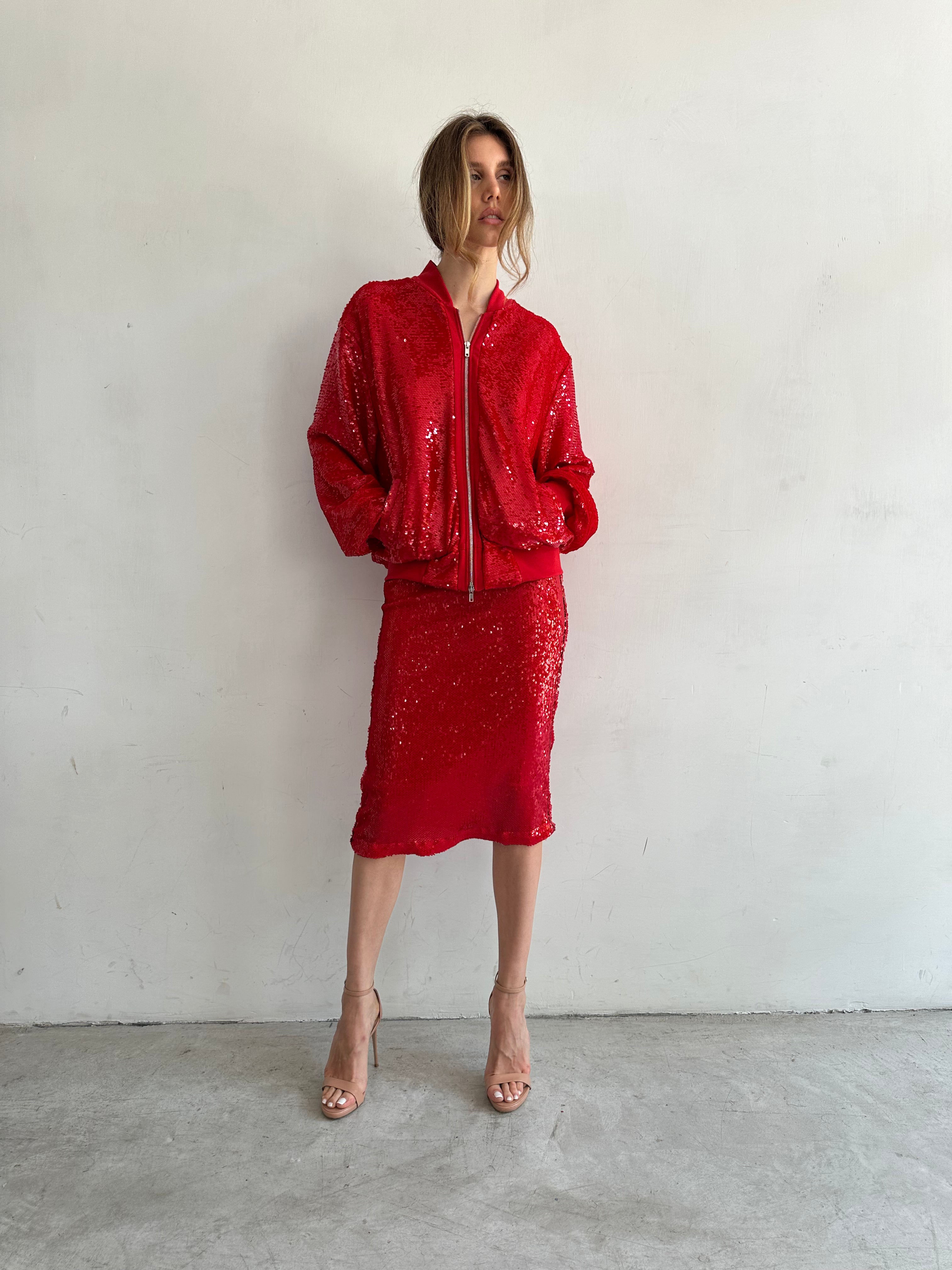 Cielo Gonna Rossa In Paillettes