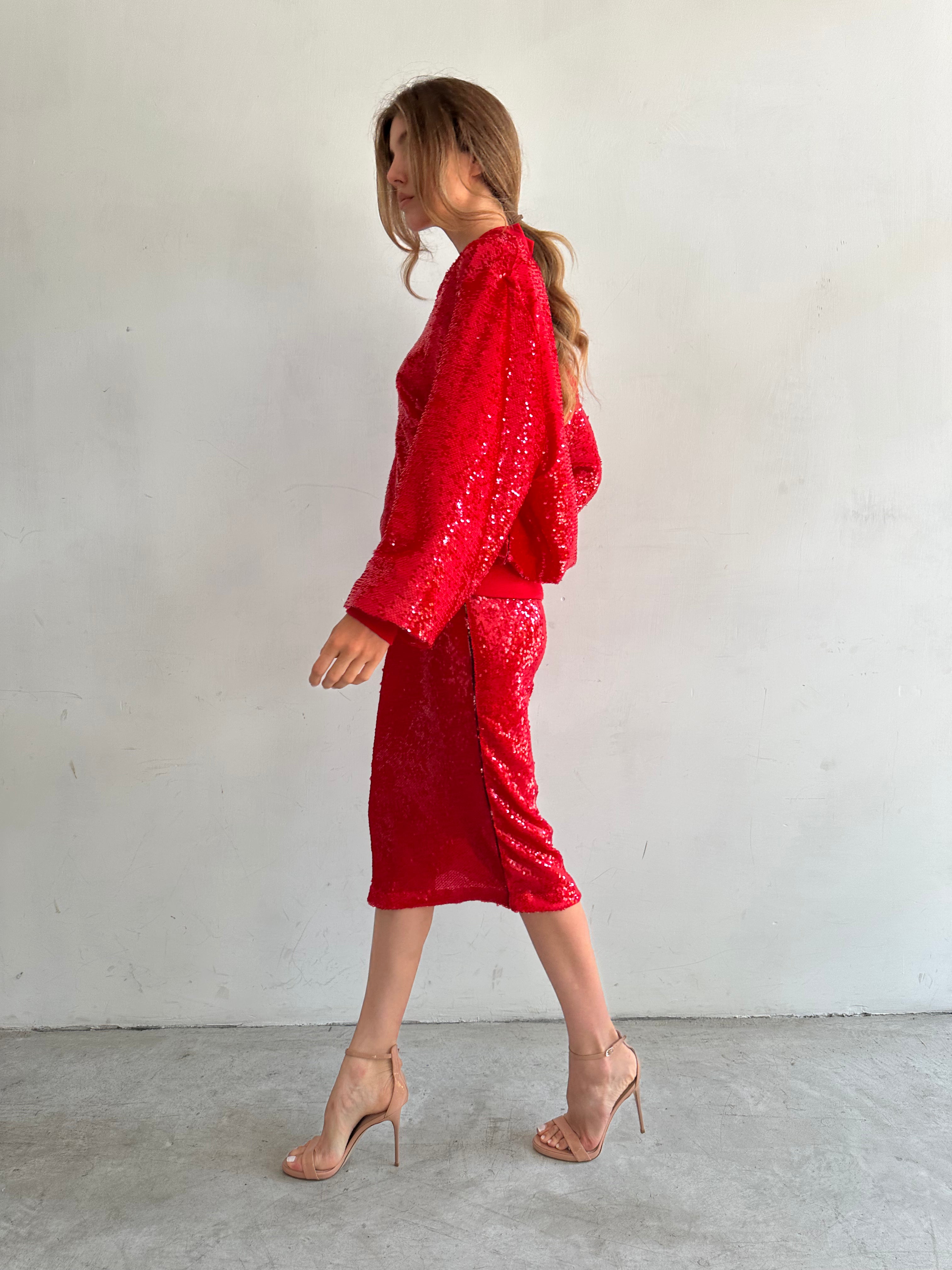 Cielo Gonna Rossa In Paillettes