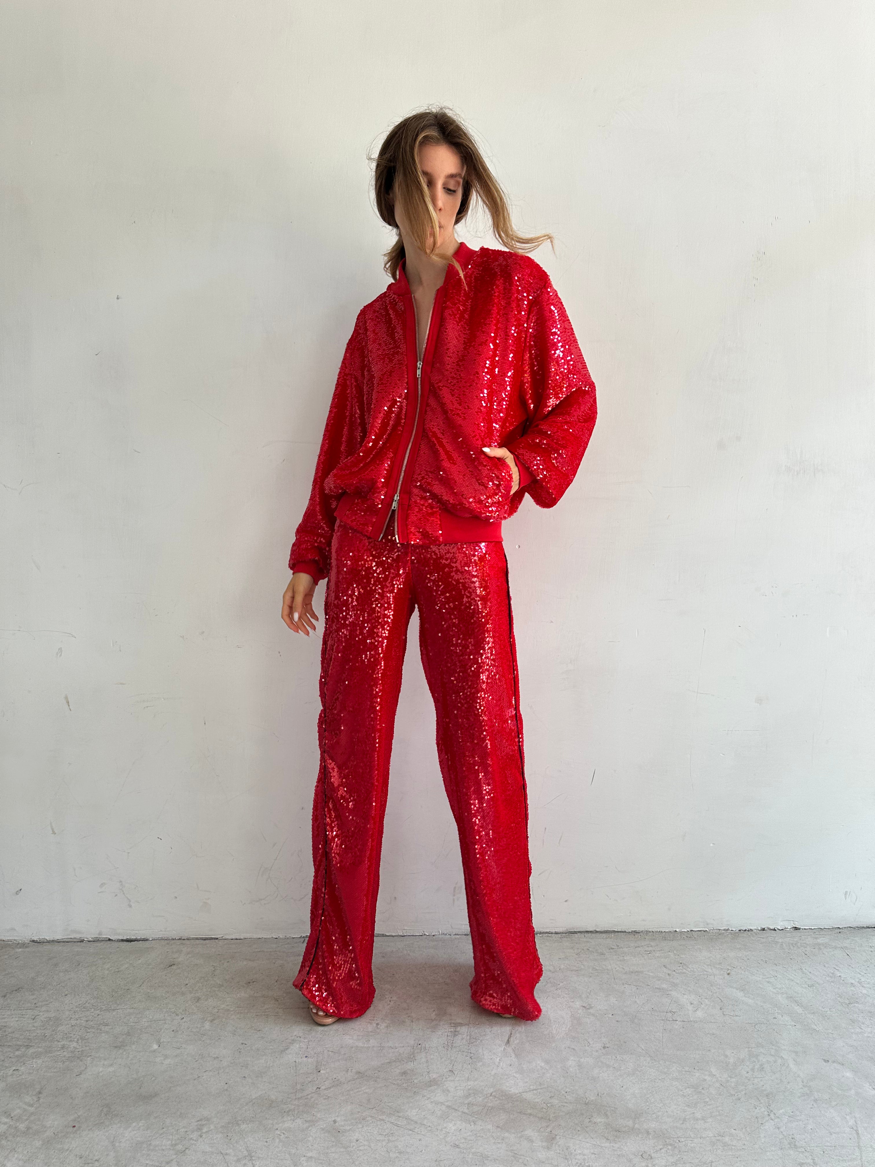 Mare Pantaloni Rossi In Paillettes