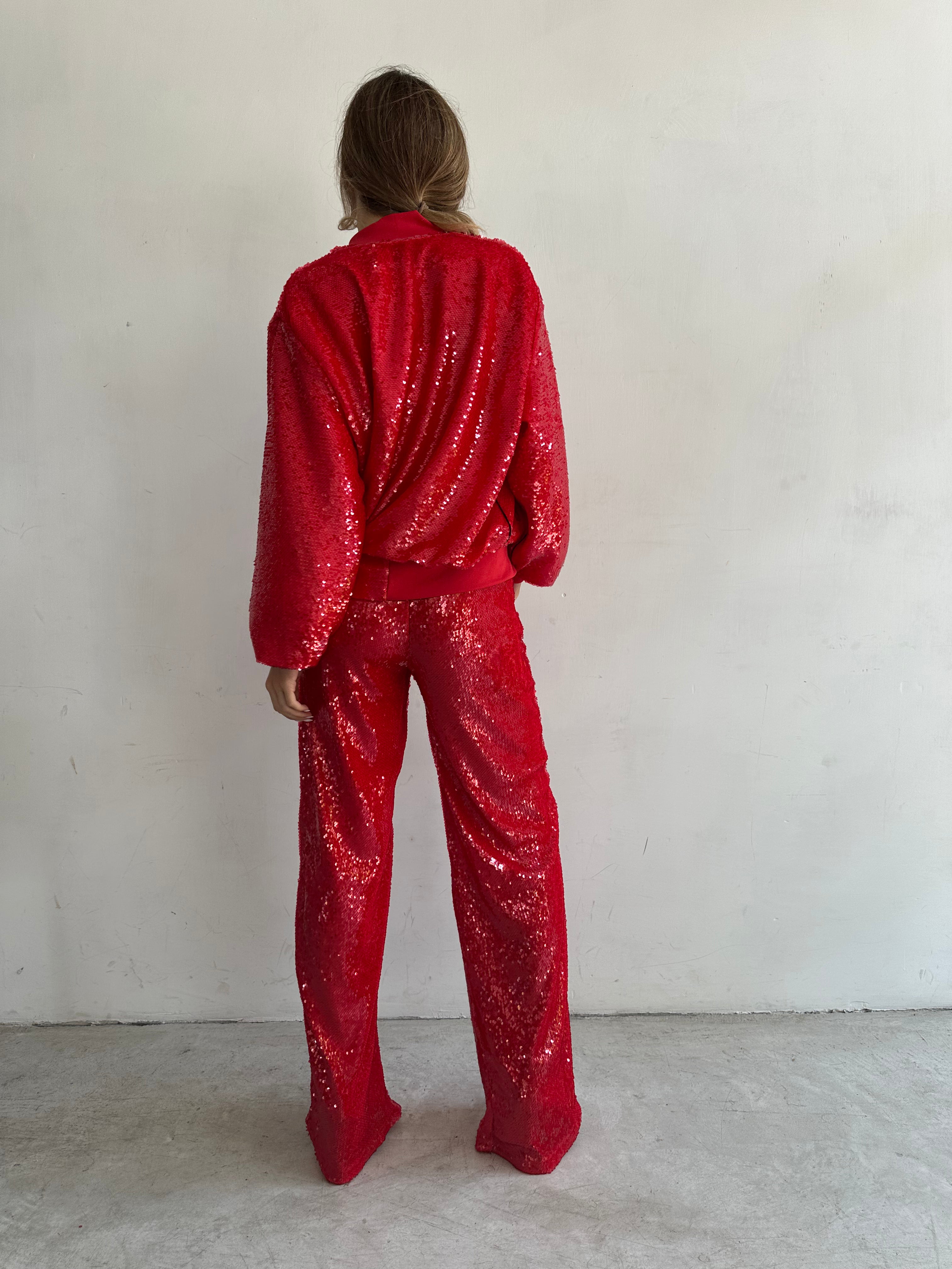 Mare Pantaloni Rossi In Paillettes