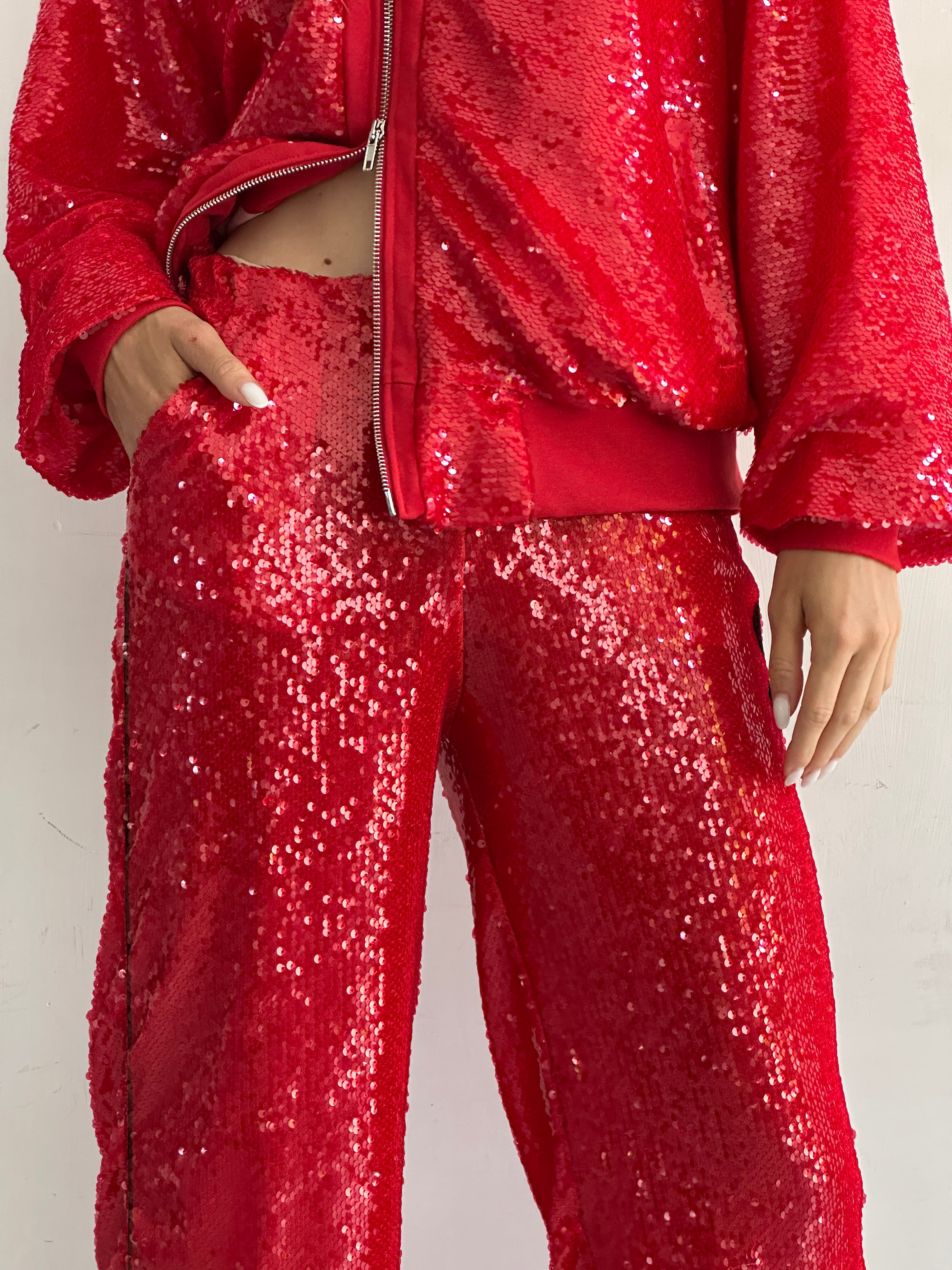 Mare Pantaloni Rossi In Paillettes