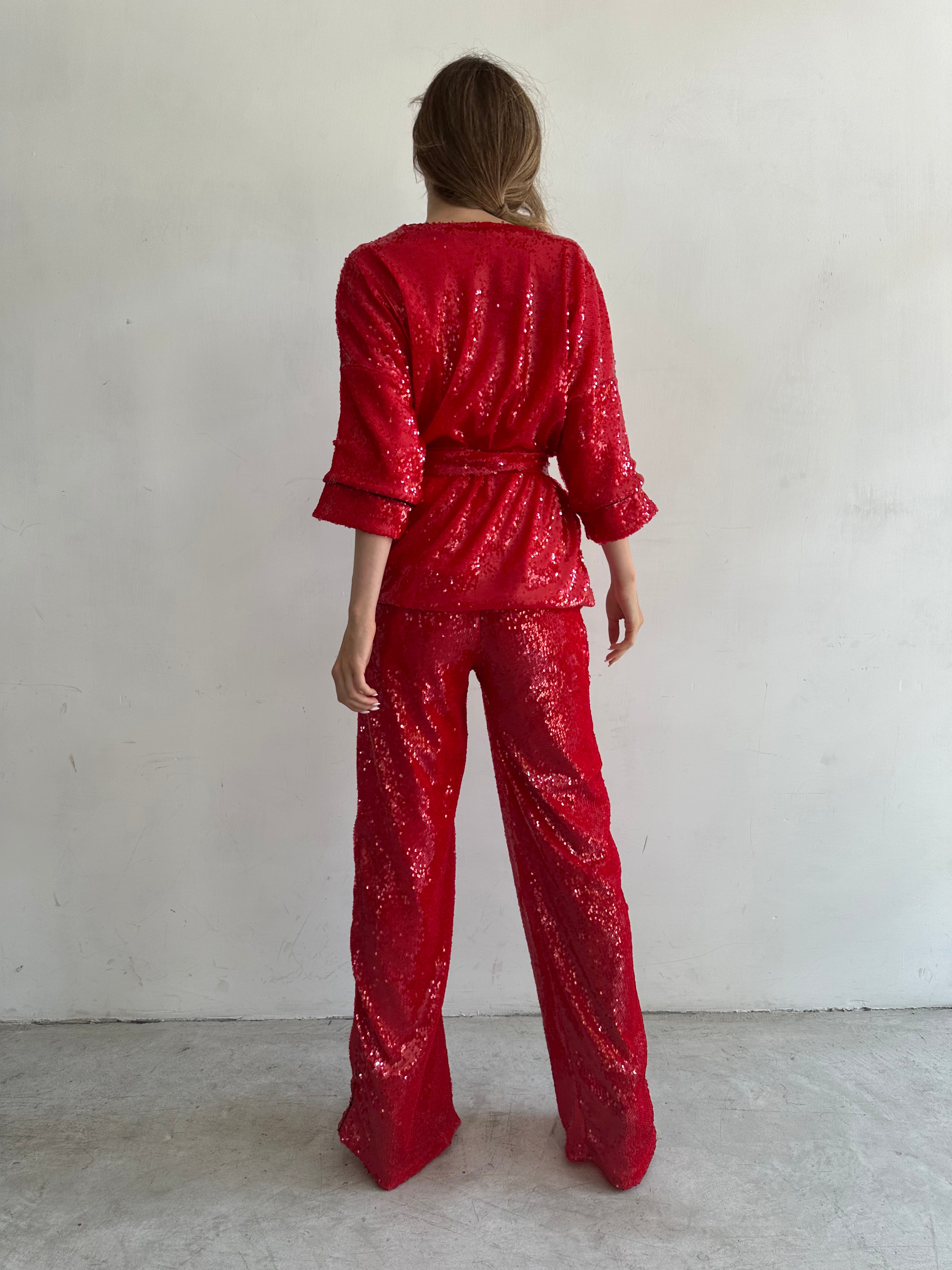 Mare Pantaloni Rossi In Paillettes